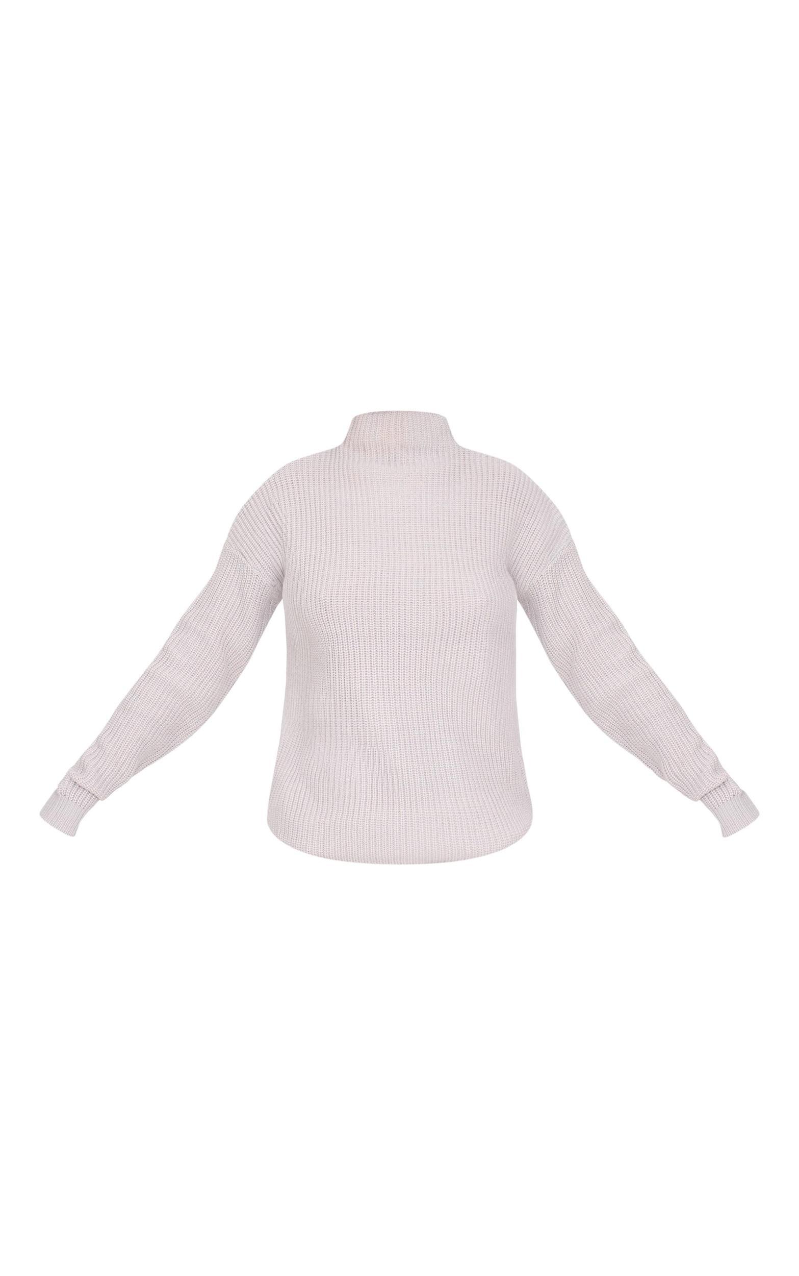 Tall Grey High Neck Knitted Sweater Product Image