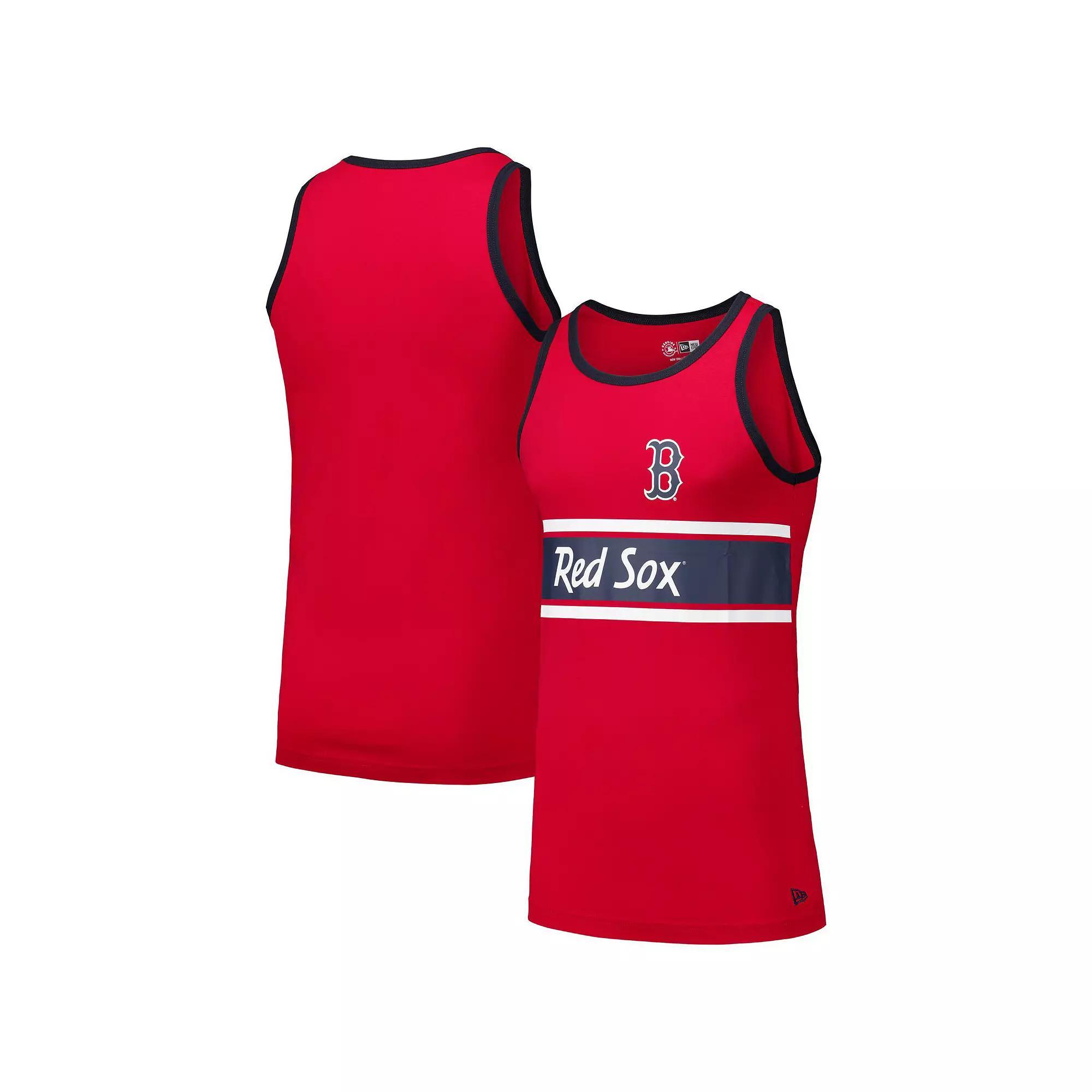 Men's New Era Red Boston Red Sox Jersey Ringer Tank Top, Size: 2XL Product Image