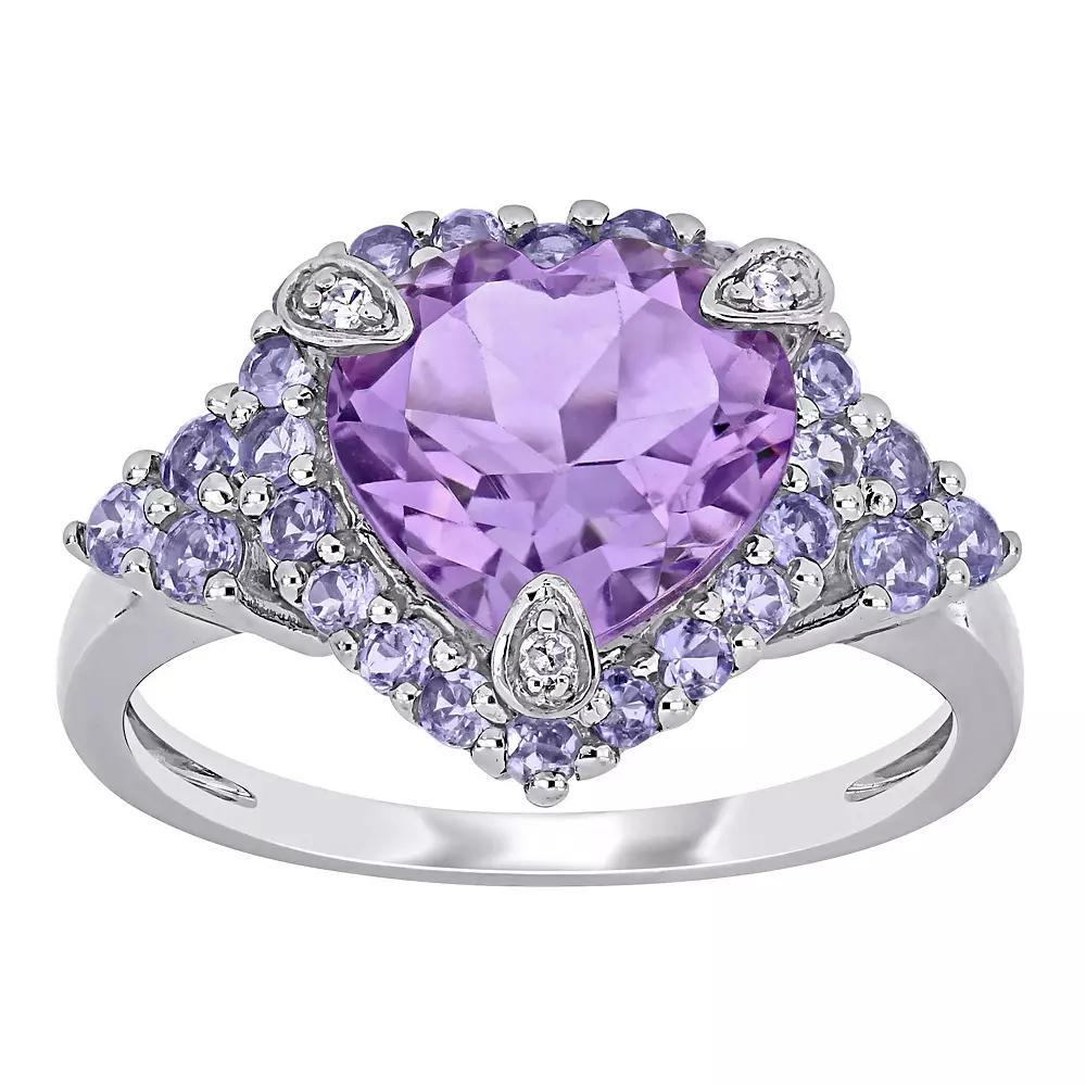 Stella Grace 10k White Gold Amethyst, Tanzanite & Diamond Accent Cocktail Ring, Women's, Size: 8 Product Image