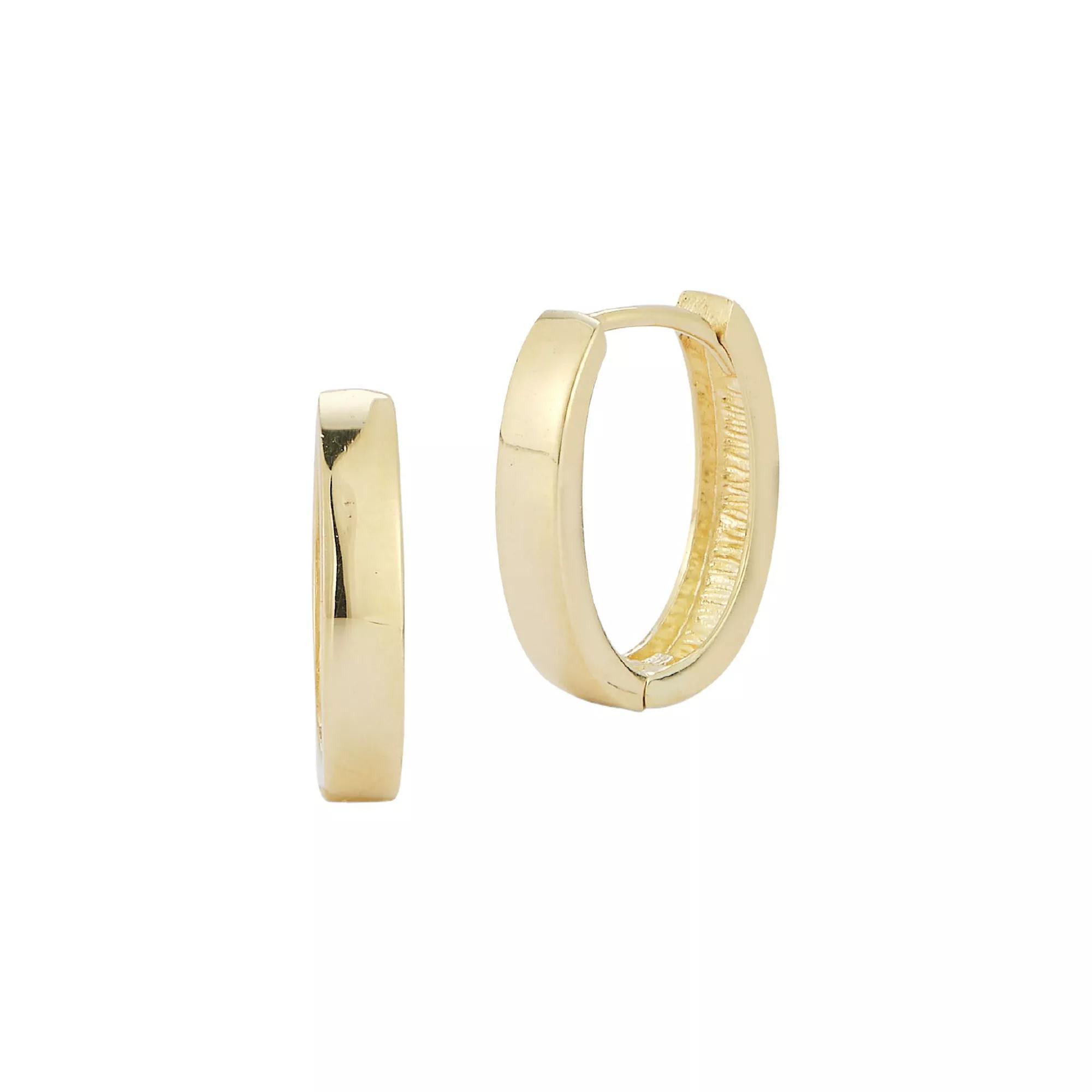 LUMINOR GOLD 14k Gold Oval Huggie Hoop Earrings, Women's Product Image