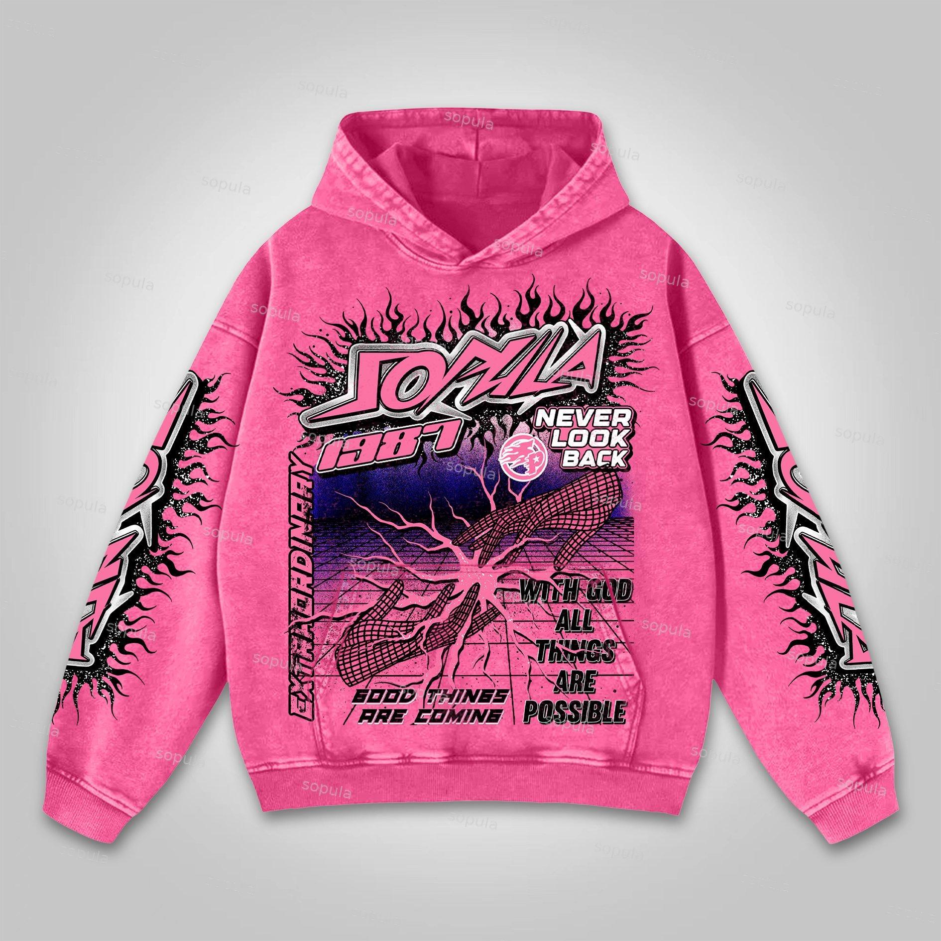 Vintage Madonna Graphic Acid Washed Oversized Hoodie Product Image