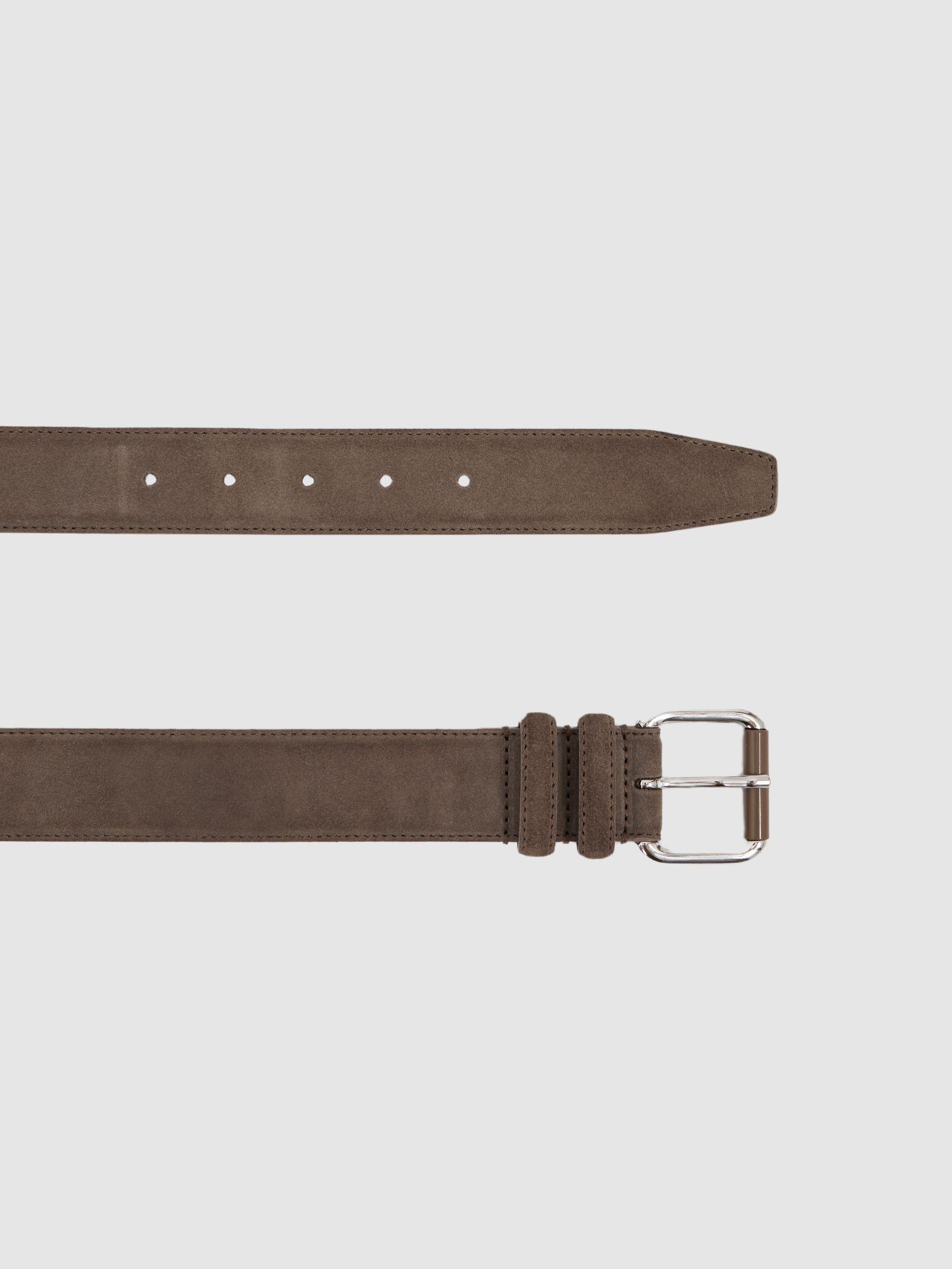 Suede Roller Bar Belt in Taupe Brown Product Image