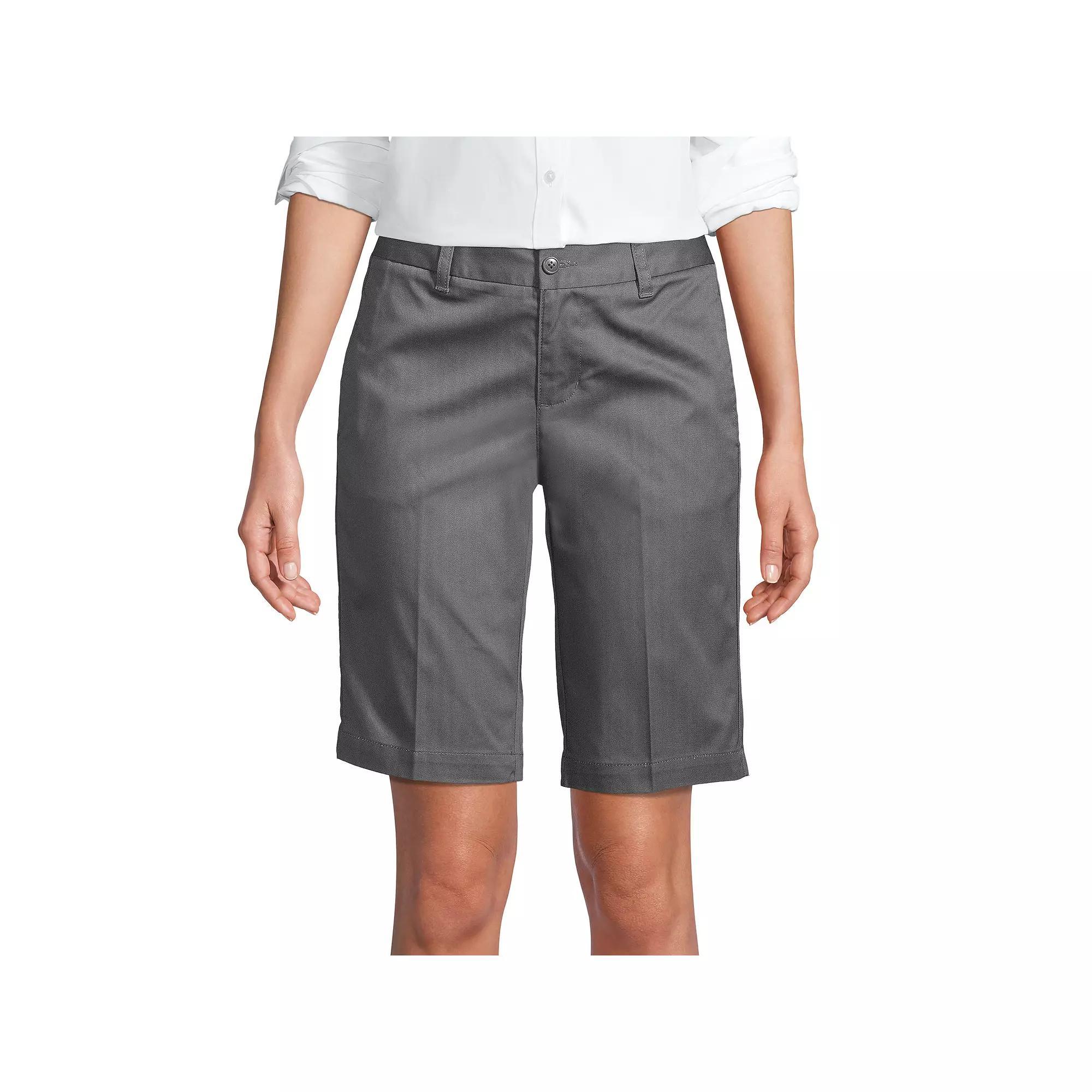 Women's Lands' End Front Blend Chino Shorts, Size: 8, Black Product Image