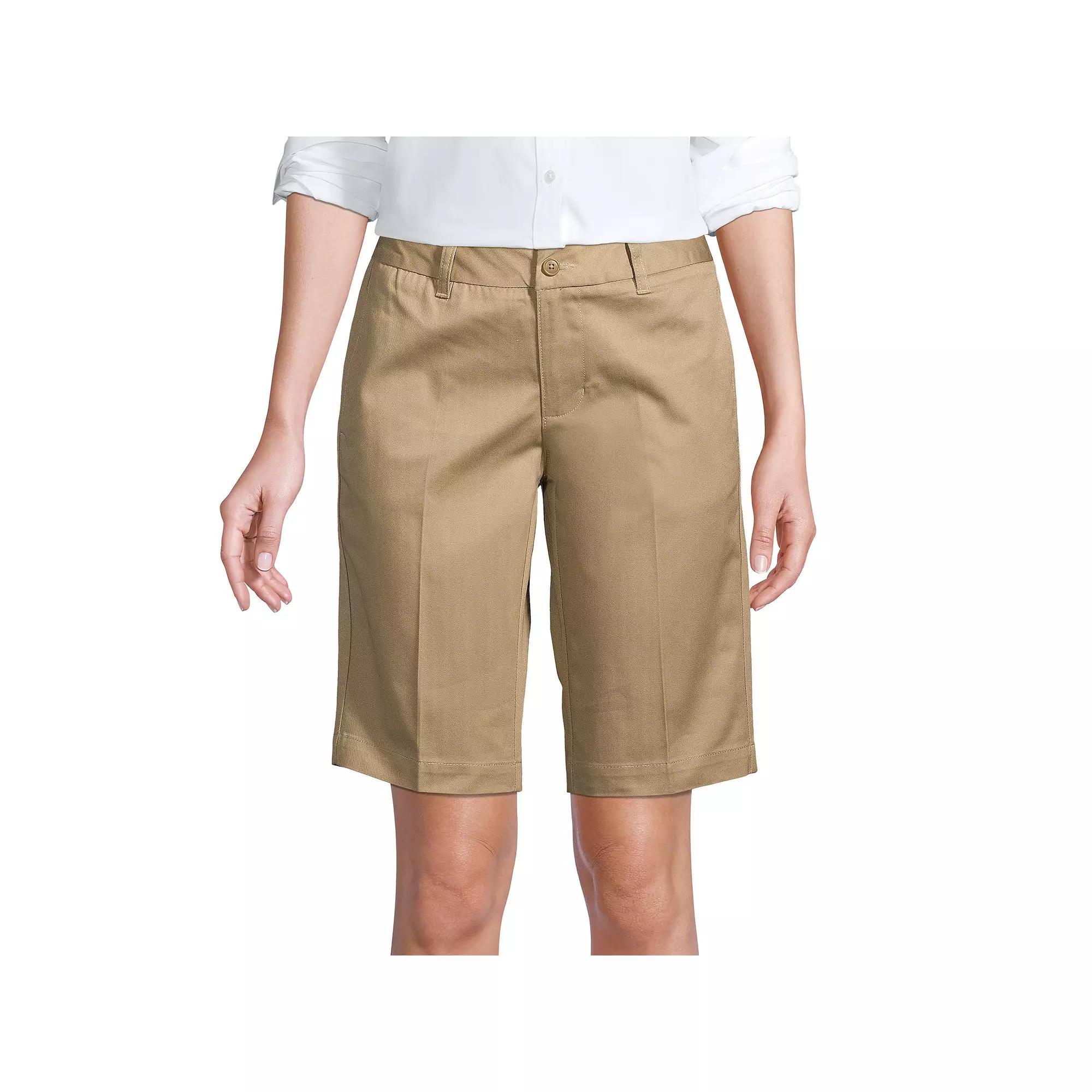 Women's Lands' End Front Blend Chino Shorts, Size: 8, Black Product Image