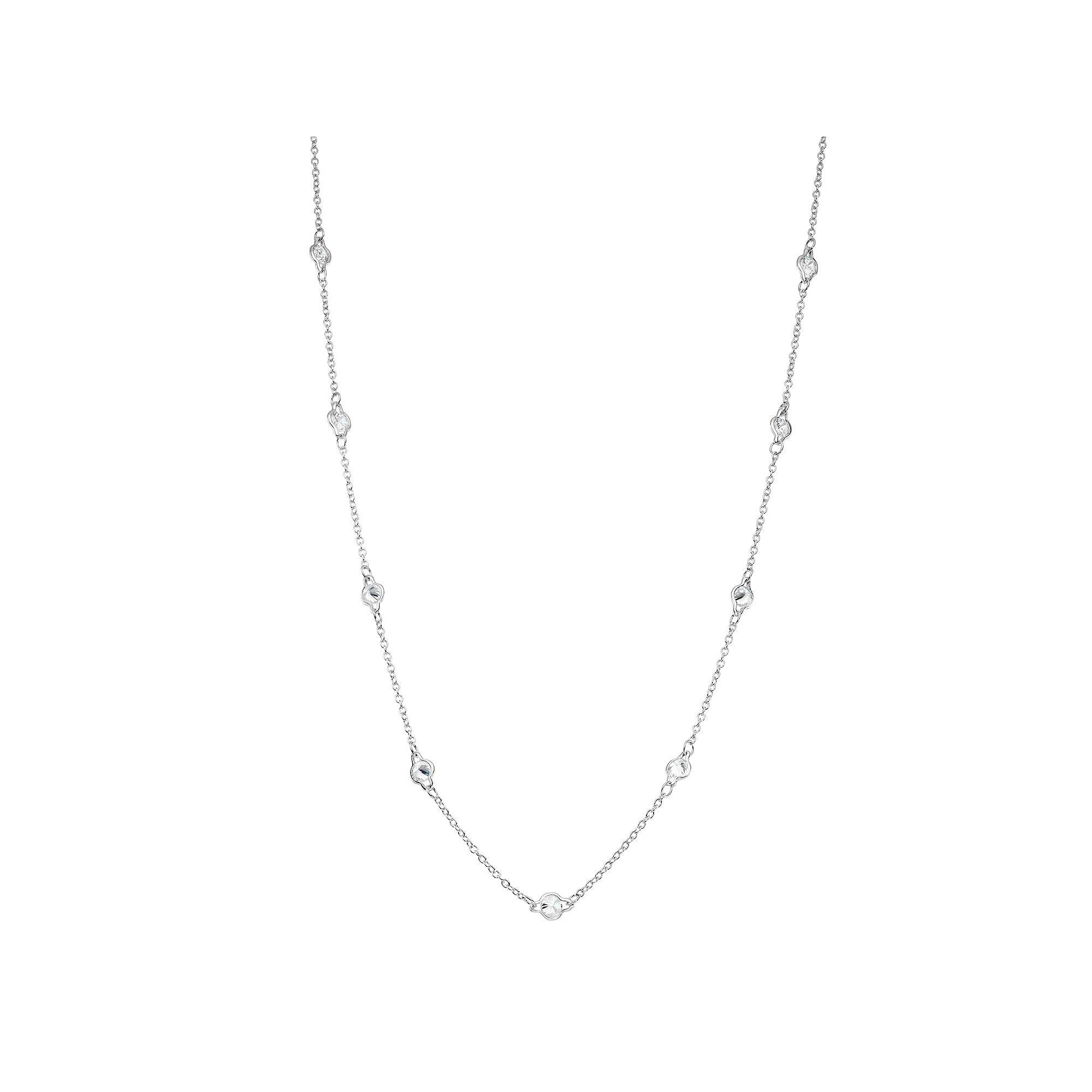 Sterling Silver Cubic Zirconia Long Station Necklace, Women's Product Image