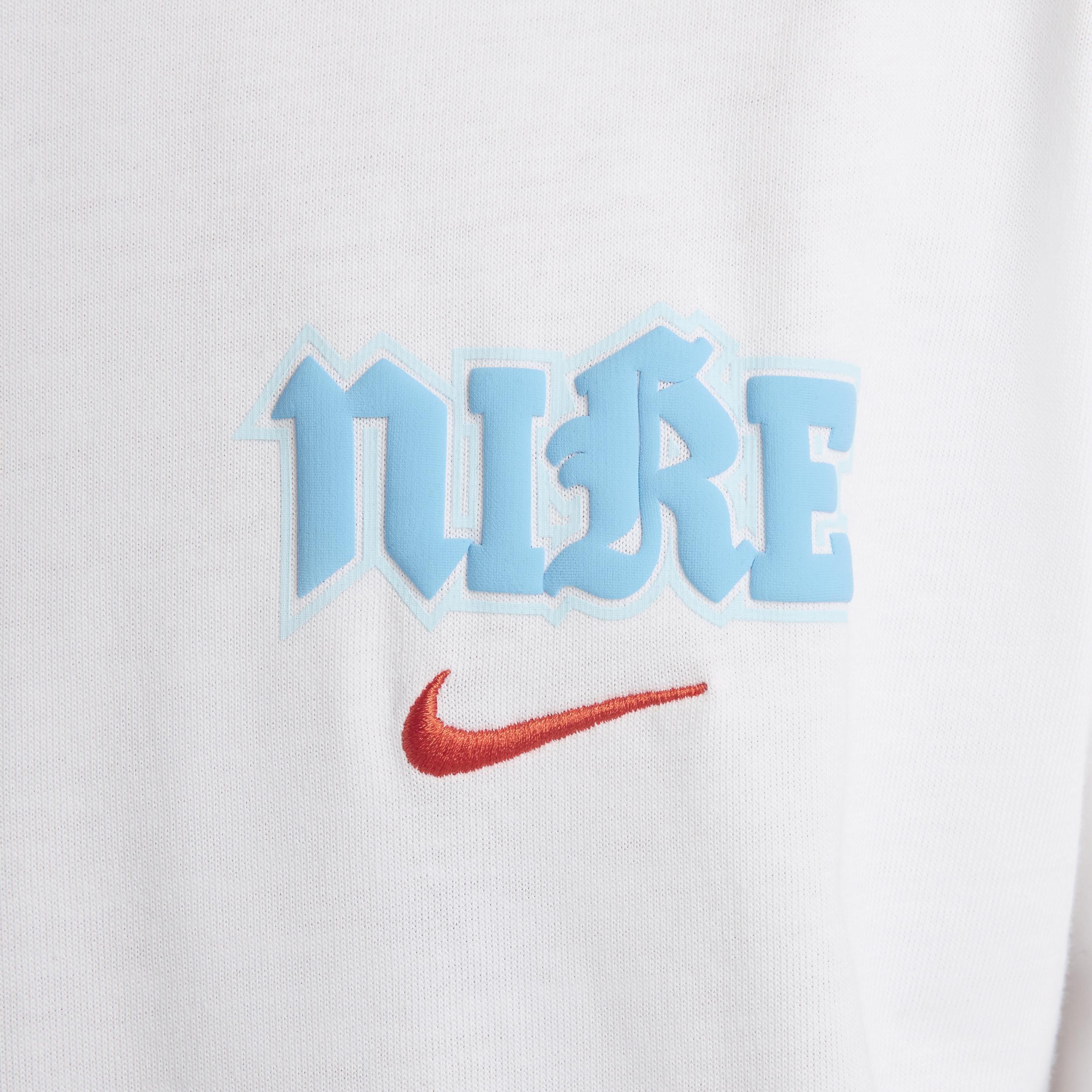 Nike Men's Sportswear Swoosh High T-Shirt in White/White Size XL 100% Cotton Product Image