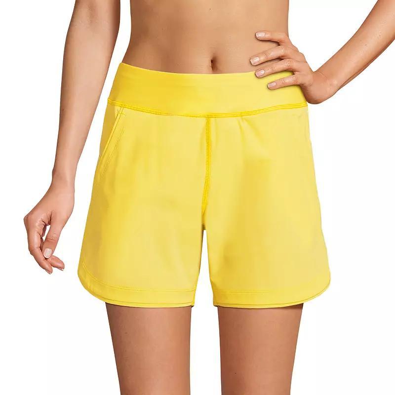 Women's Lands' End 5" Quick Dry Swim Shorts With Panty, Size: 4, Black Product Image