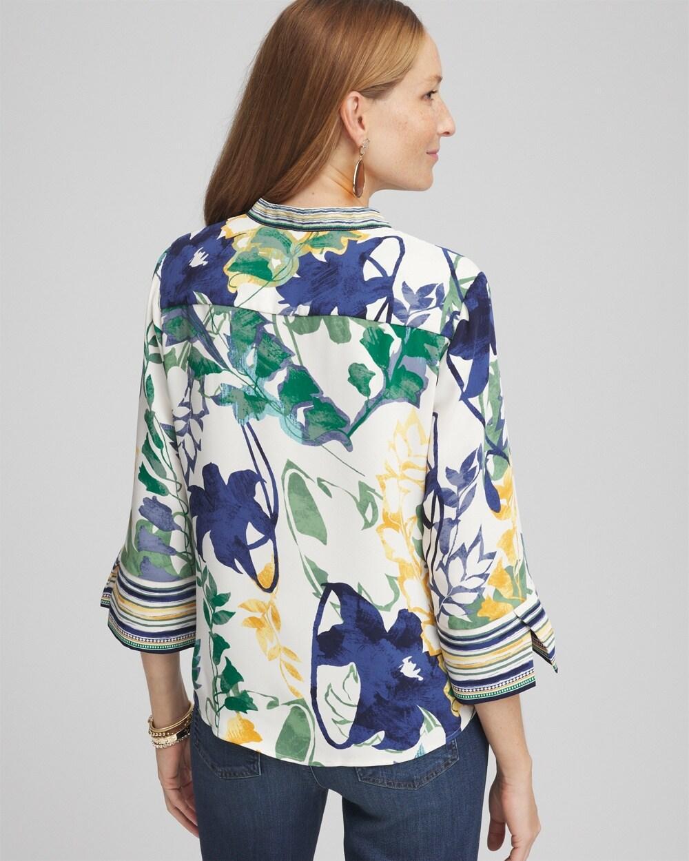 Mixed Print Mock V-Neck Top Product Image