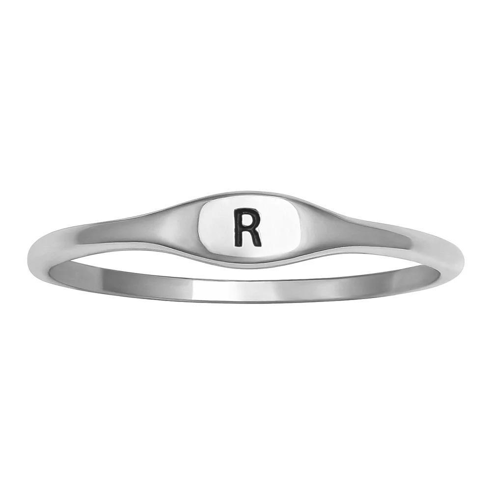 PRIMROSE Polished Oval Oxidized Initial Ring, Women's, Size: 9, Sterling Silver I Product Image