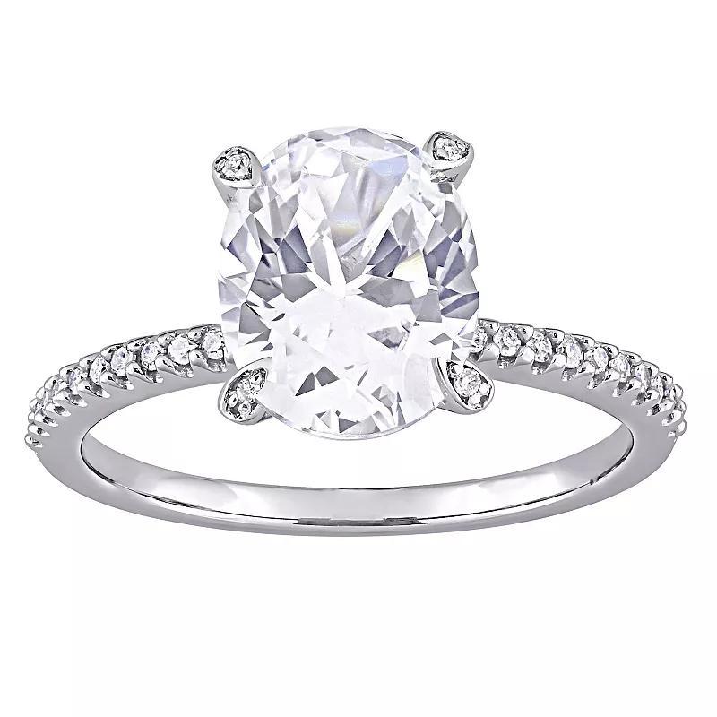 Stella Grace 10K White Gold Lab Created White Sapphire & 1/10 Carat T.W. Diamond Engagement Ring, Women's, Size: 6, 10k Whgold Product Image
