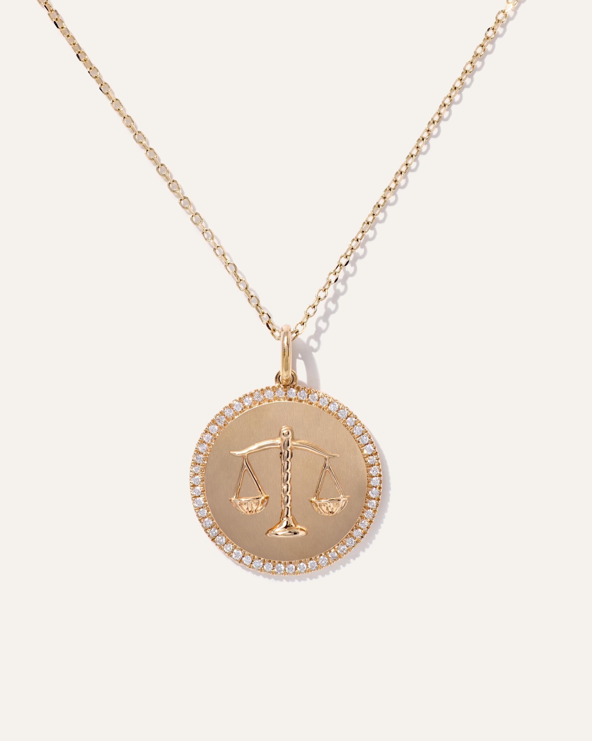 Quince | Women's 14K Gold Pave Zodiac Medallion Necklace Product Image