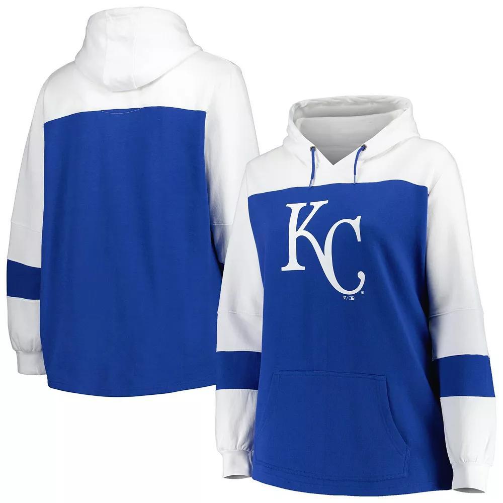 Women's Royal Kansas City Royals Plus Size Colorblock Pullover Hoodie, Size: 2XL, Blue Product Image