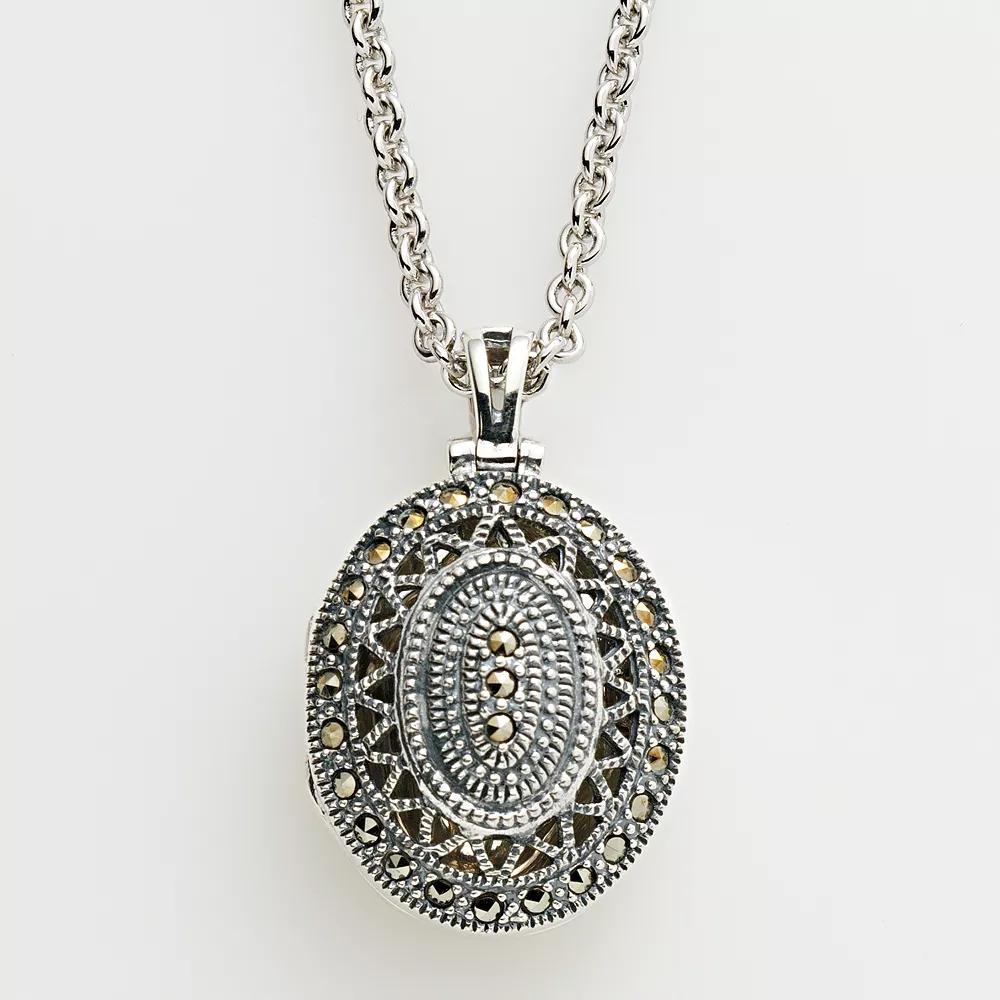 Lavish by TJM Sterling Silver Openwork Oval Locket, Womens Product Image