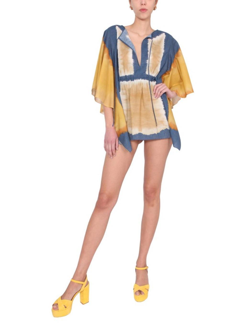 ALBERTA FERRETTI Caftano Tie Dye I Love Summer In Dark Yellow Product Image