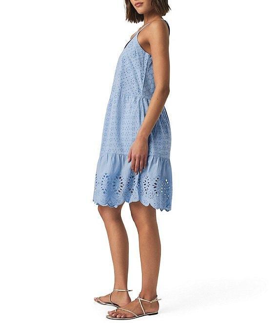 Splendid Napa Eyelet V-Neck Sleeveless A-Line Scalloped A-Line Dress Product Image