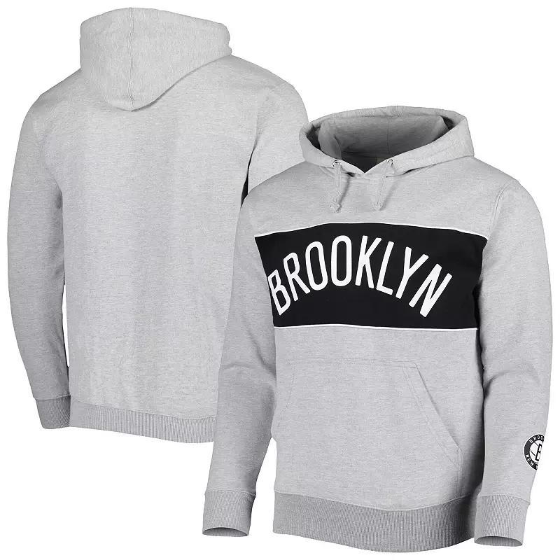 Men's Fanatics Branded Heather Gray Brooklyn Nets Wordmark French Terry Pullover Hoodie, Size: 3XL, Grey Product Image