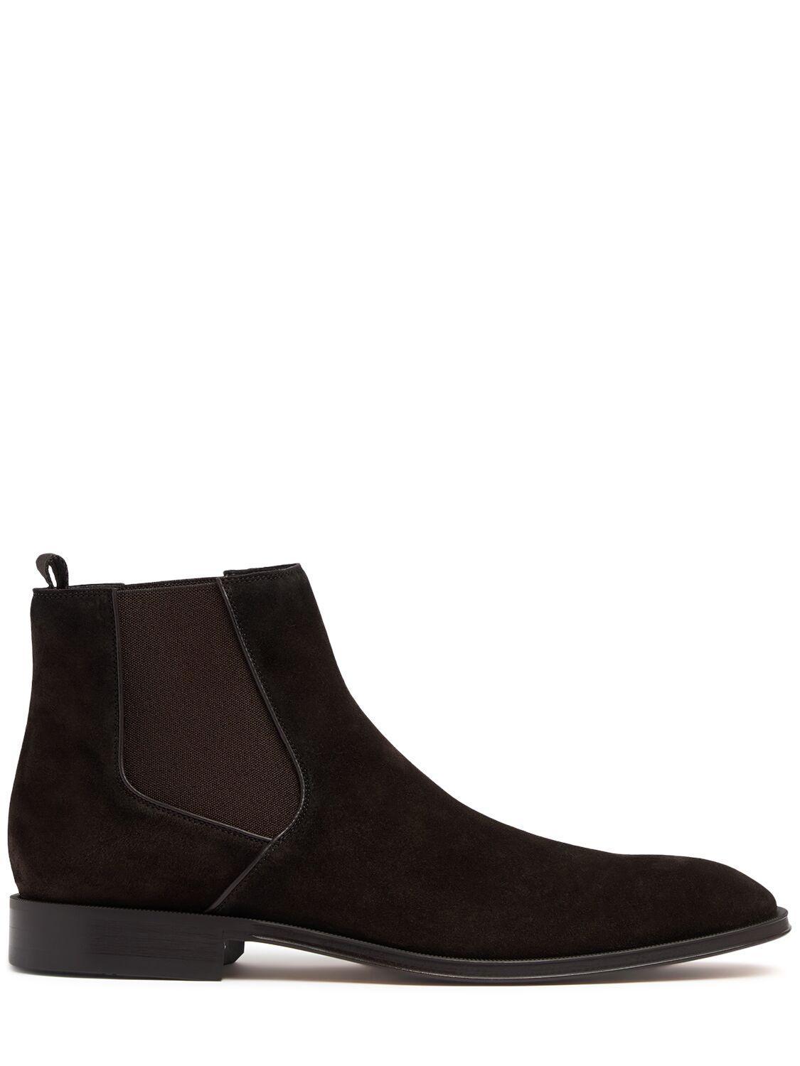 HUGO BOSS Derrek Suede Chelsea Boots In Dark Brown Product Image