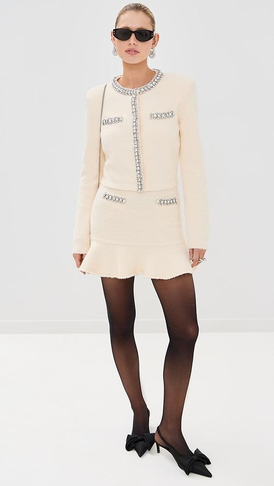 Self Portrait Cream Soft Knit Cardigan | Shopbop Product Image