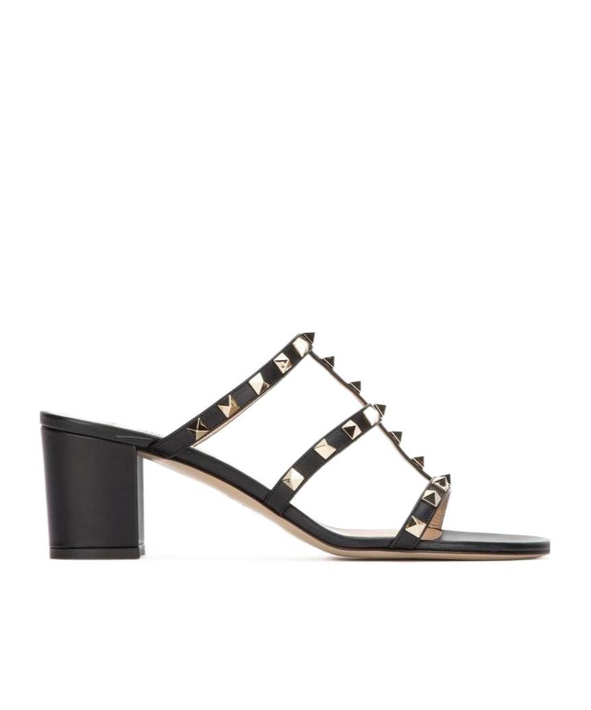 VALENTINO GARAVANI 65 Rockstud Leather Mules In Marine Product Image
