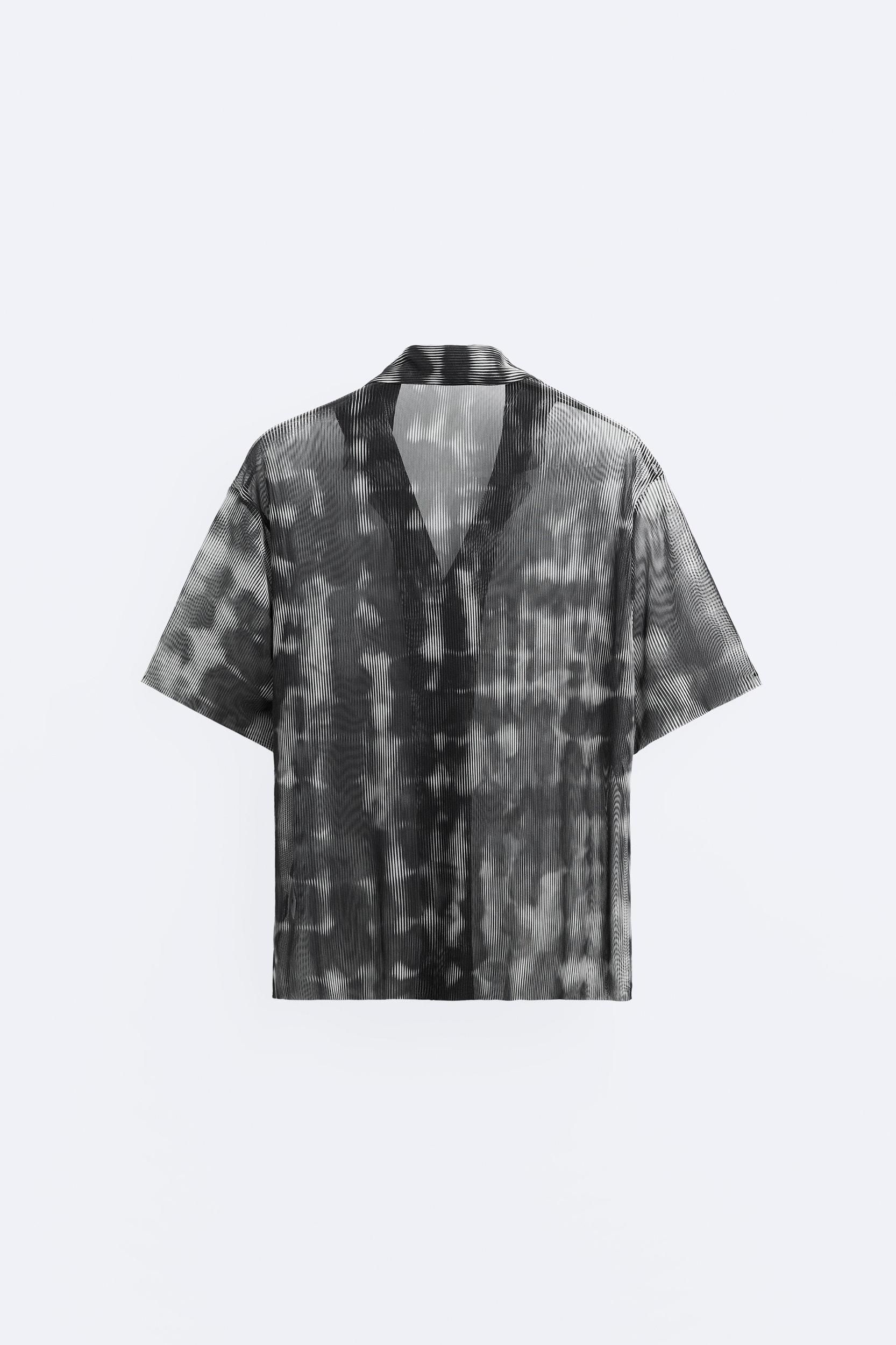SEMI-SHEER ABSTRACT PRINT SHIRT Product Image