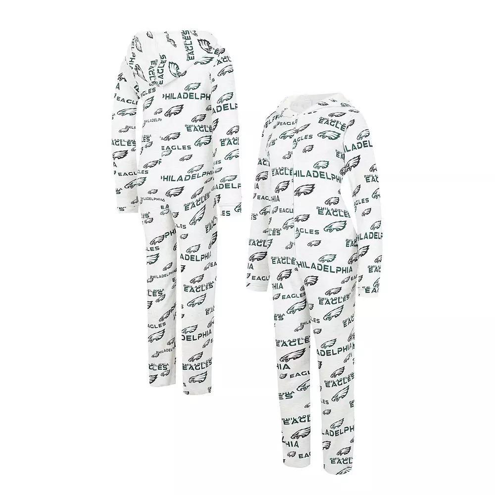 Women's Concepts Sport  Cream Philadelphia Eagles Docket Hoodie Full-Zip Union Suit, Size: 2XL, Beige Product Image