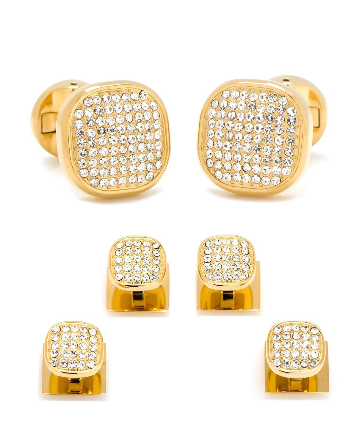 White Preciosa Pave Cuff Links Stud Set Product Image