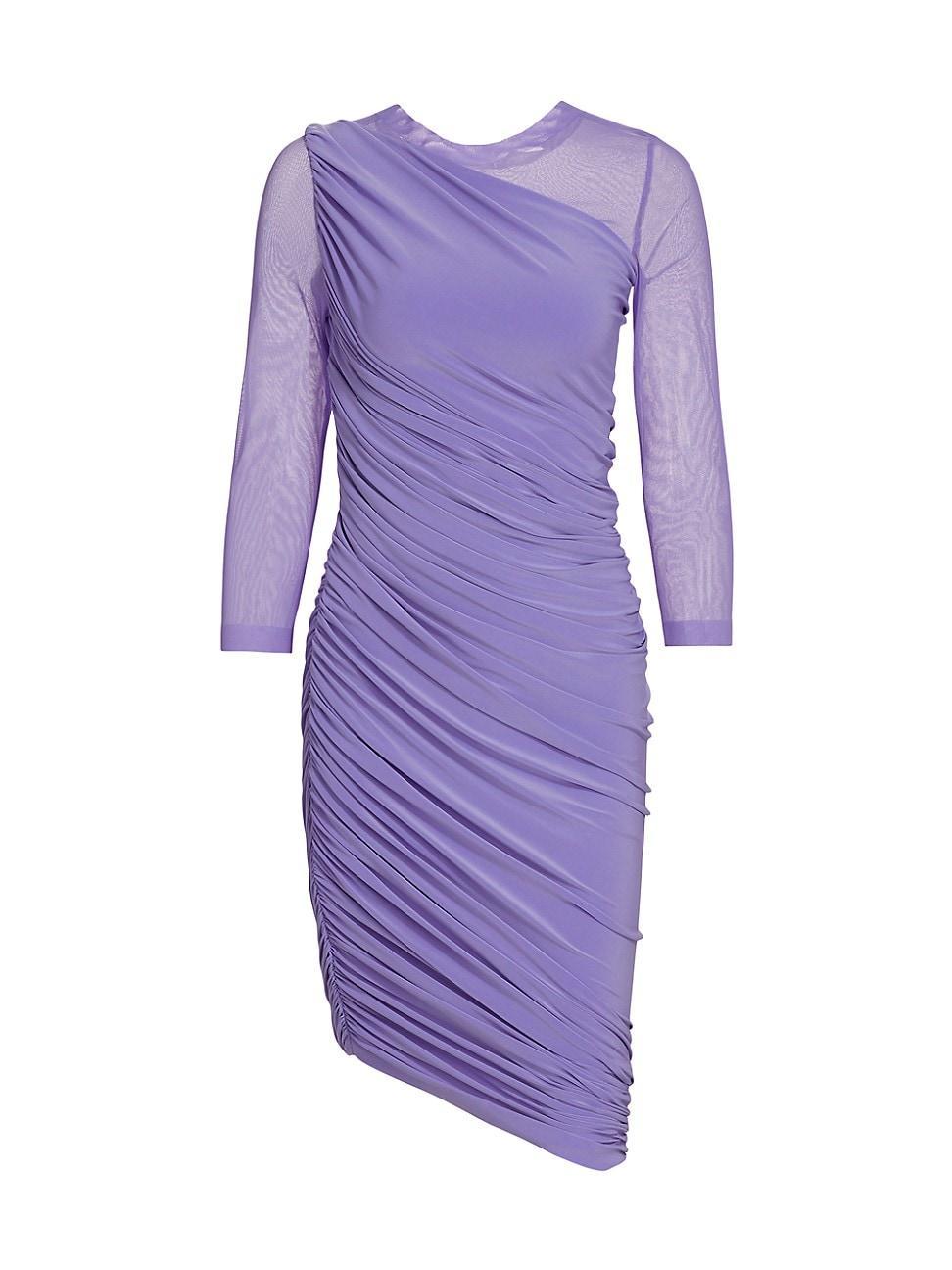 Womens Diana Mesh-Sleeve Ruched Midi-Dress Product Image
