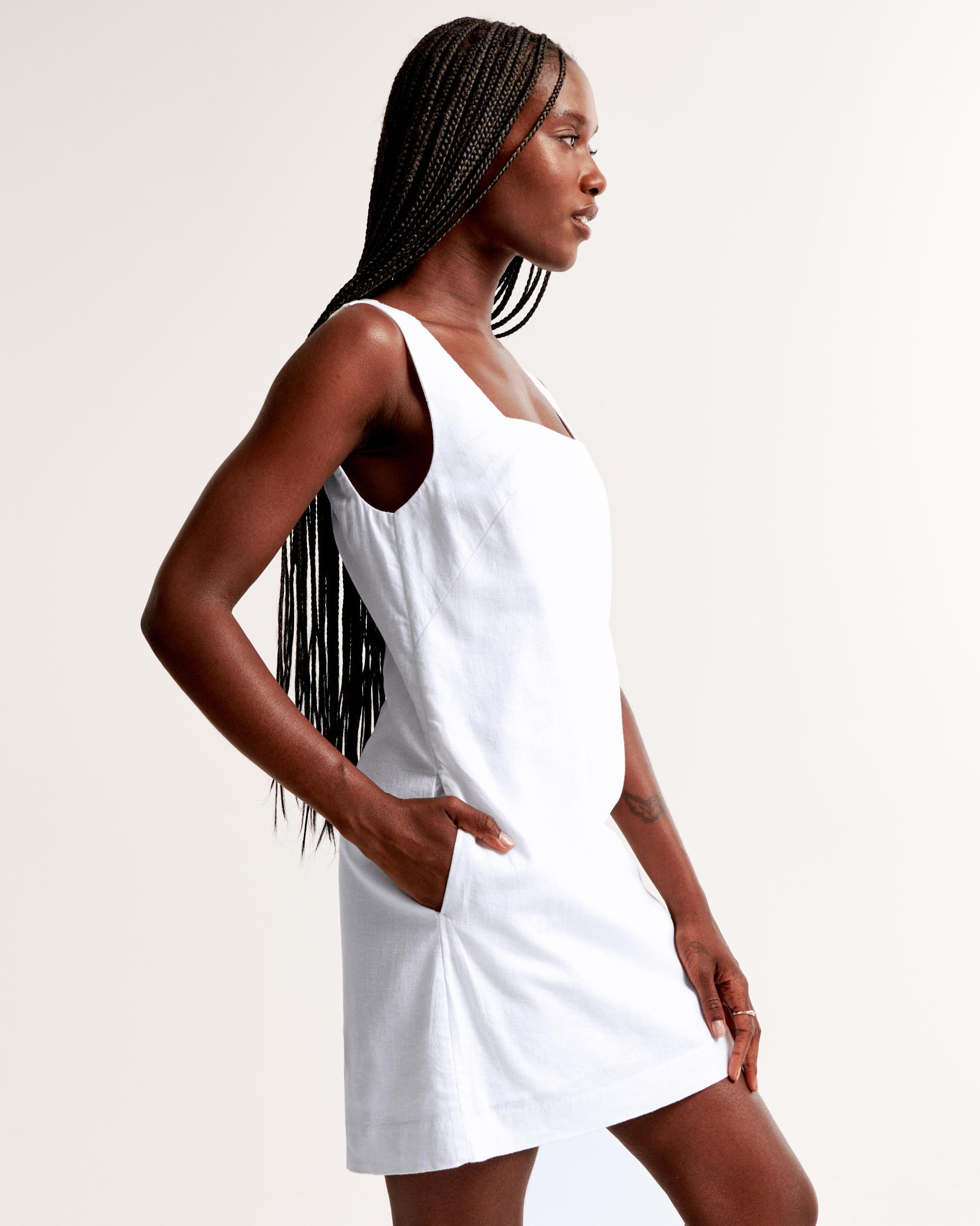 Linen-Blend Shift Mini Dress Product Image