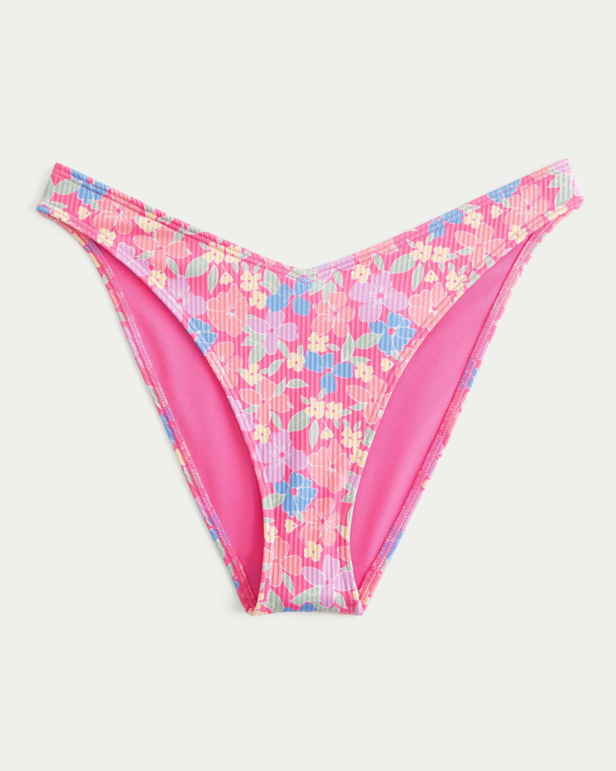 Ribbed High-Leg V-Waist Cheeky Bikini Bottom Product Image