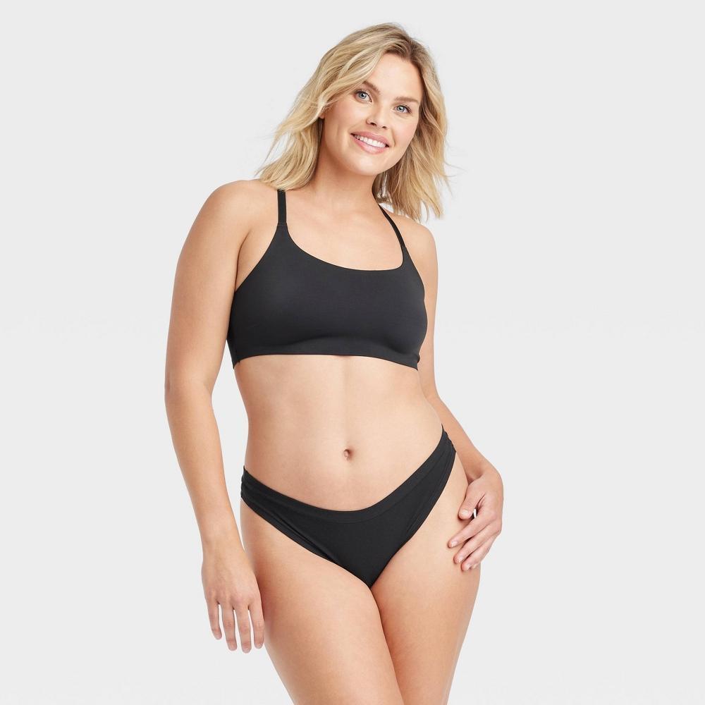 Women's Cotton Stretch Comfort Thong - Auden™ Black XL: Low Rise, Fold Over Waistband, Jersey, Machine Washable, Tumble Dry Product Image
