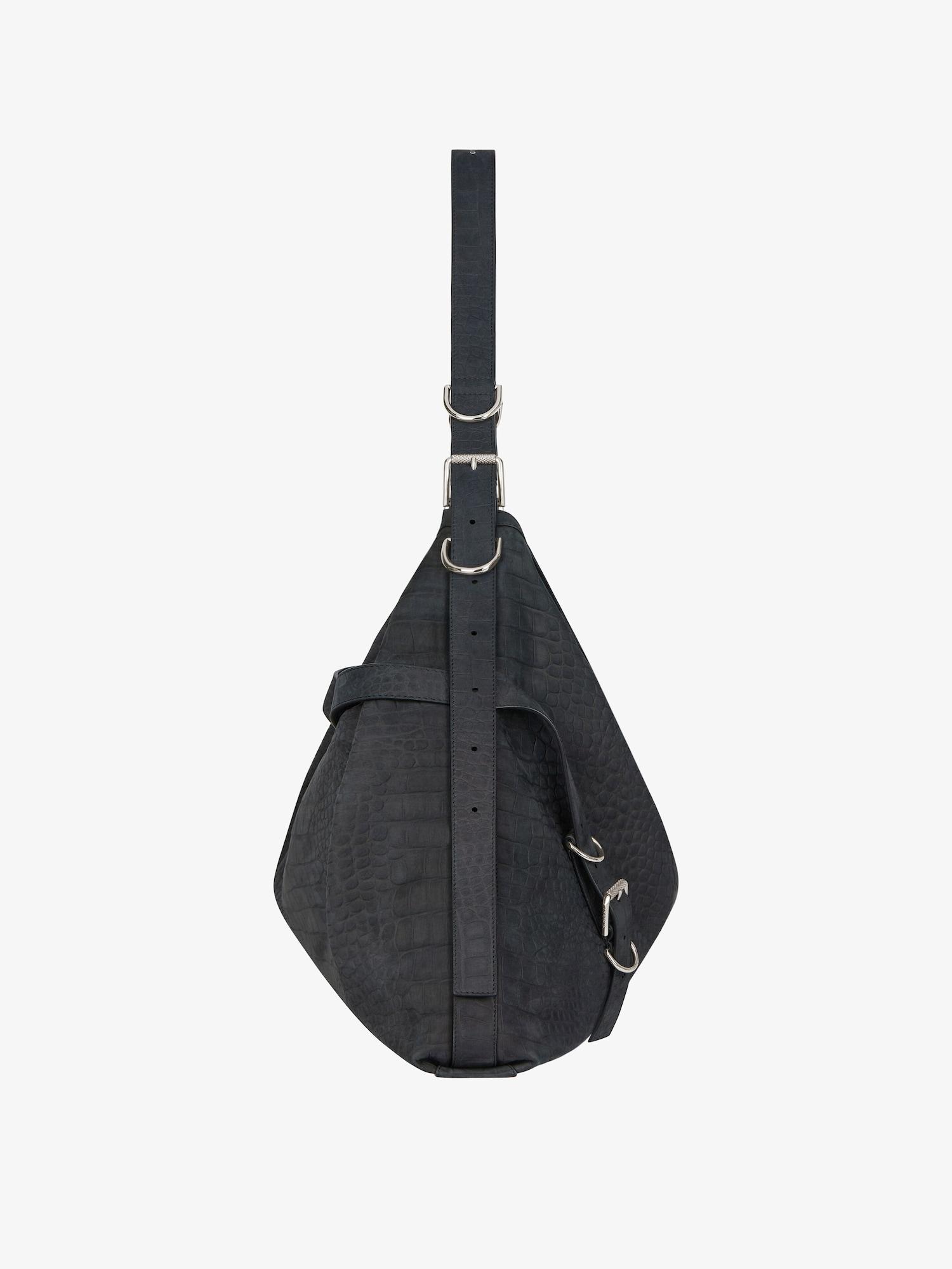 Large Voyou bag in crocodile effect suede Product Image