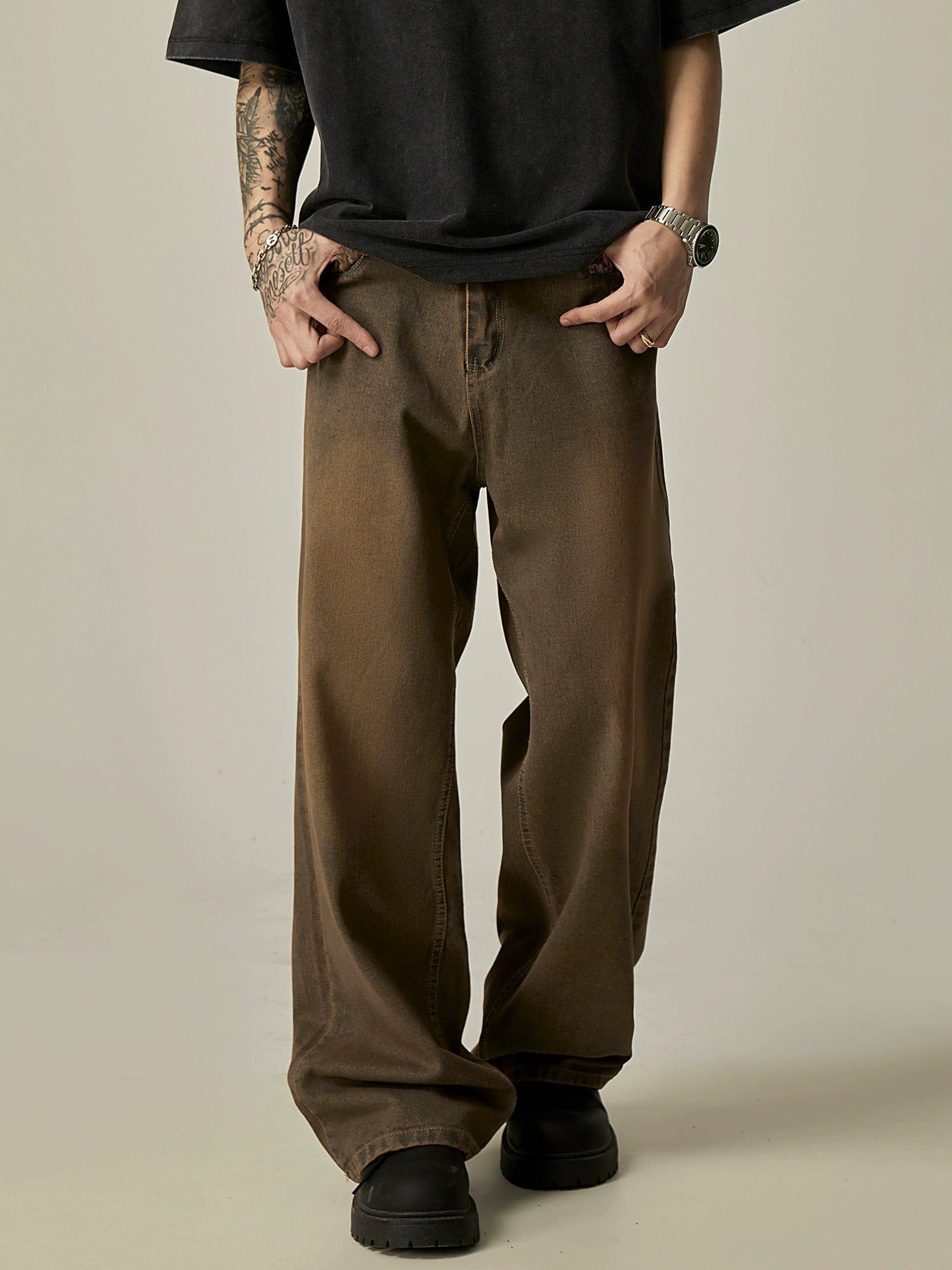 RT No. 11657 RUST BROWN STRAIGHT DENIM JEANS Product Image