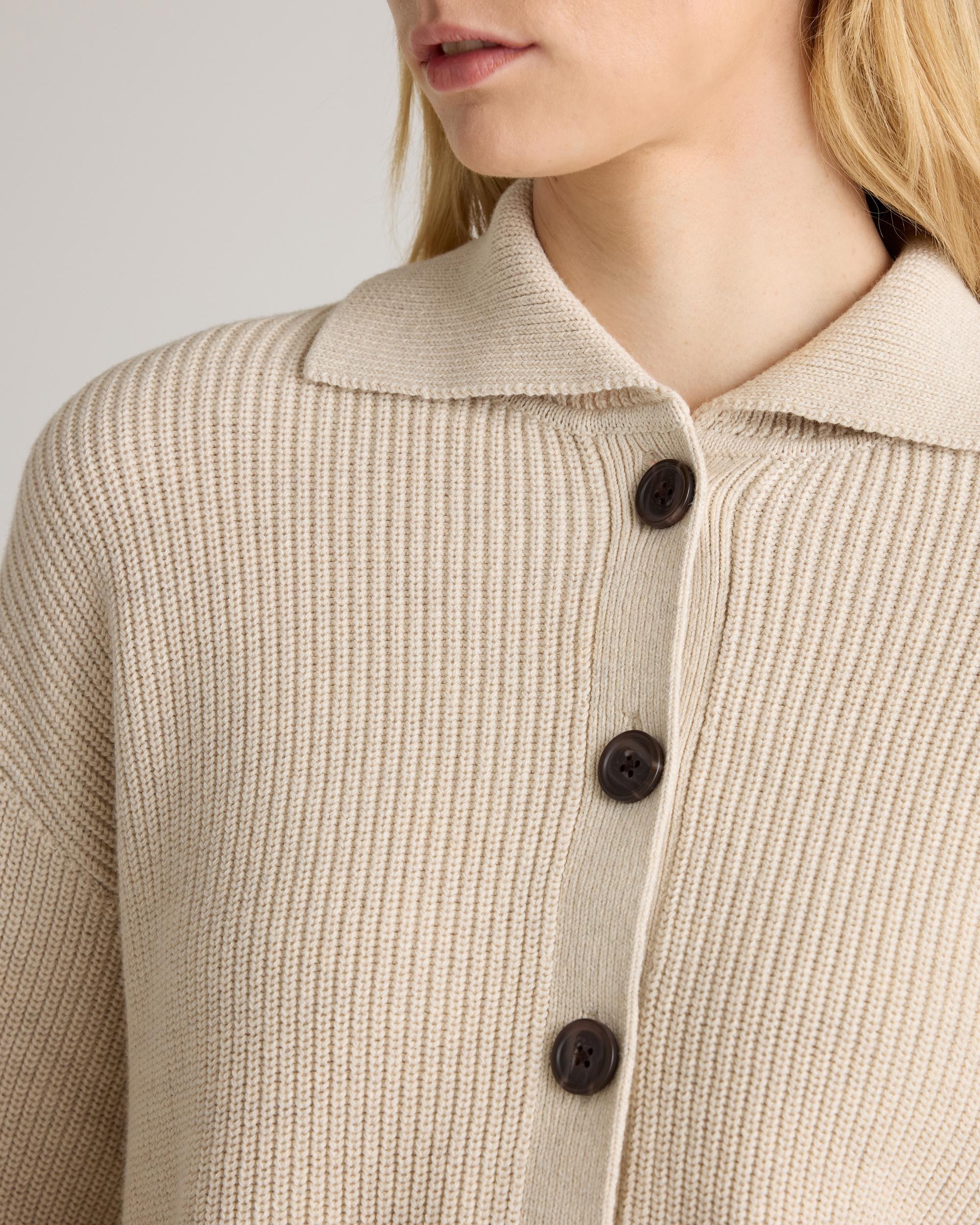 Quince | Women's Fisherman Collared Cardigan Sweater Organic Cotton Product Image