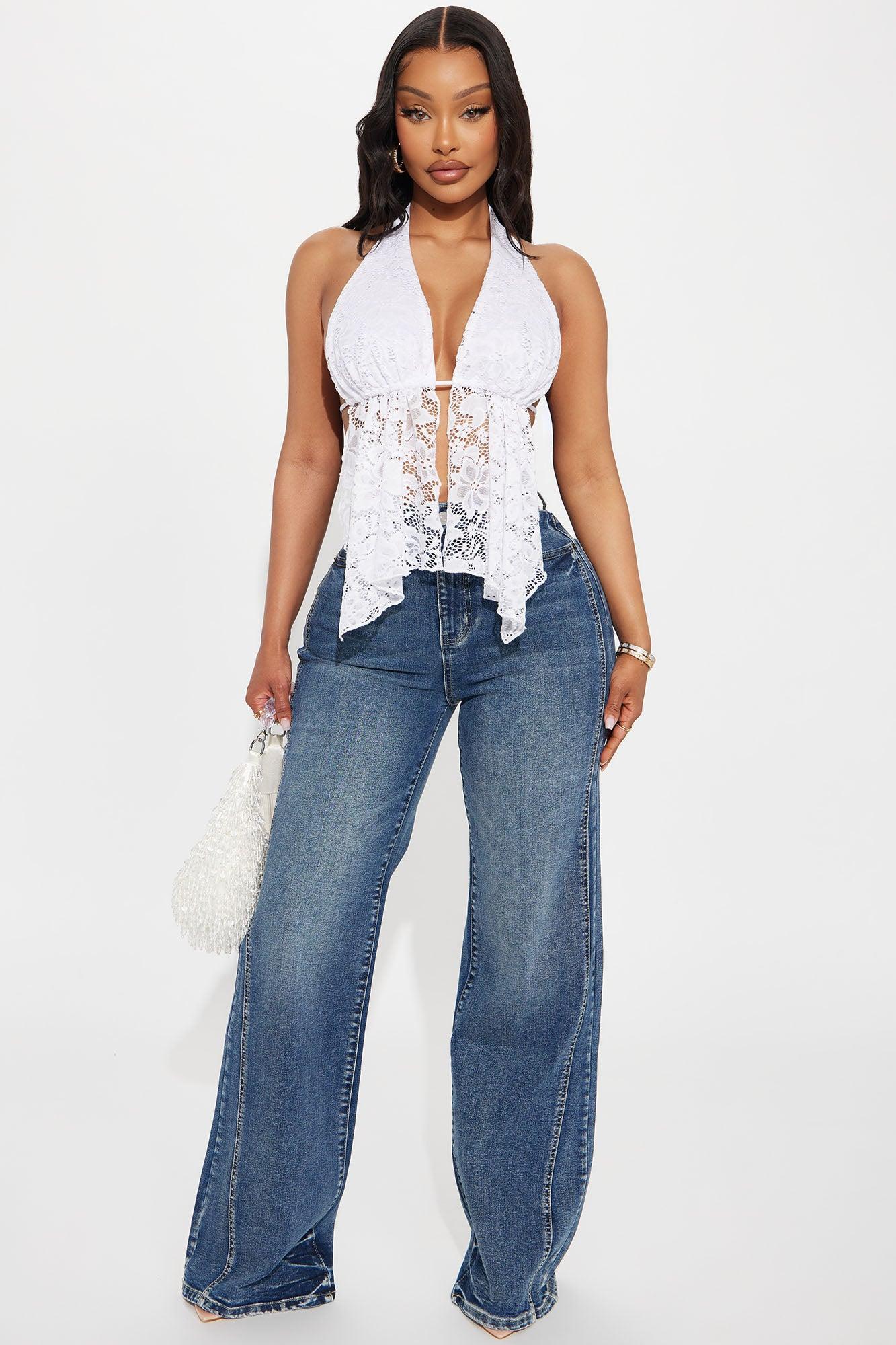 Warm Nights Lace Flyaway Halter Top - White Product Image