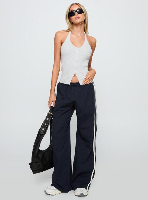 Suzu Knit Halter Top Grey Product Image