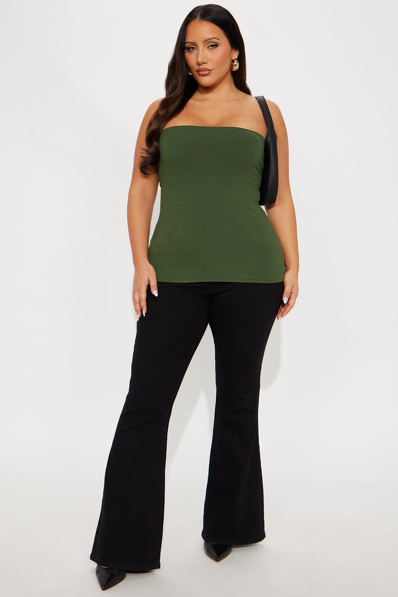 Tessa Ribbed Tube Top - Olive Product Image