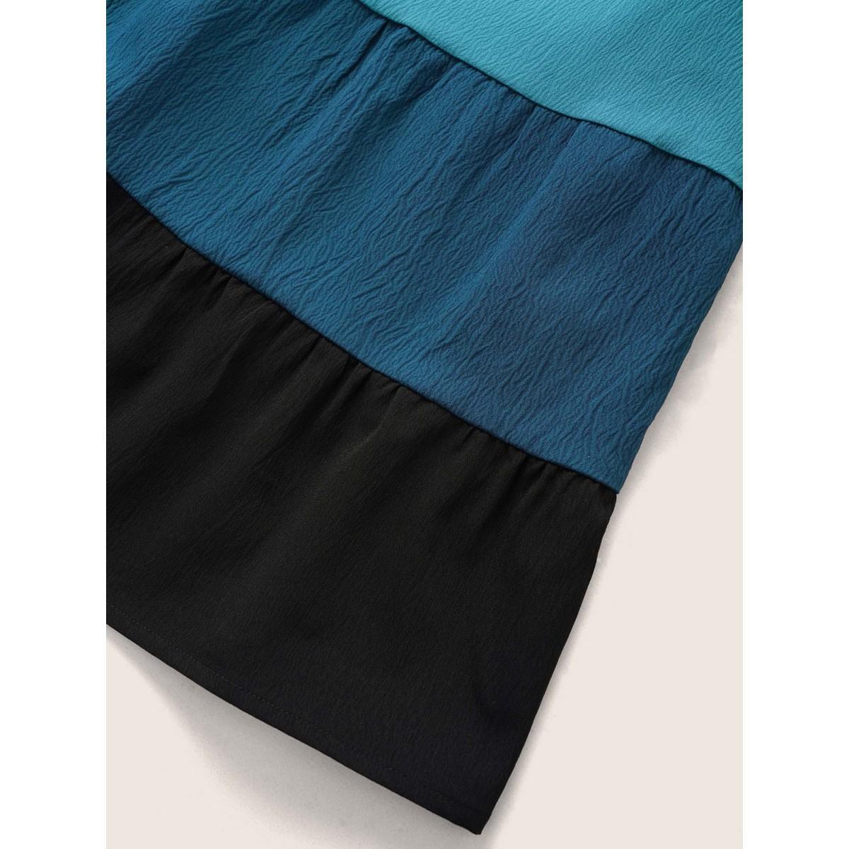 Plus Size Cerulean Colorblock Contrast Lace Panel Raglan Sleeve Blouse Women Casual Short sleeve Round Neck Everyday Blouses BloomChic 26/4X Product Image