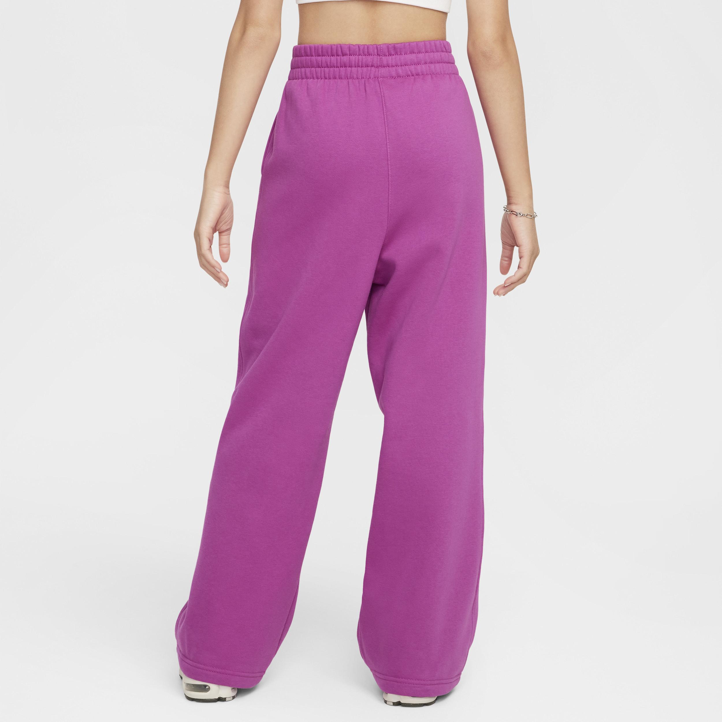 Nike Kids' Sportswear Club Fleece Wide Leg Sweatpants in Hot Fuchsia/White at Nordstrom Product Image