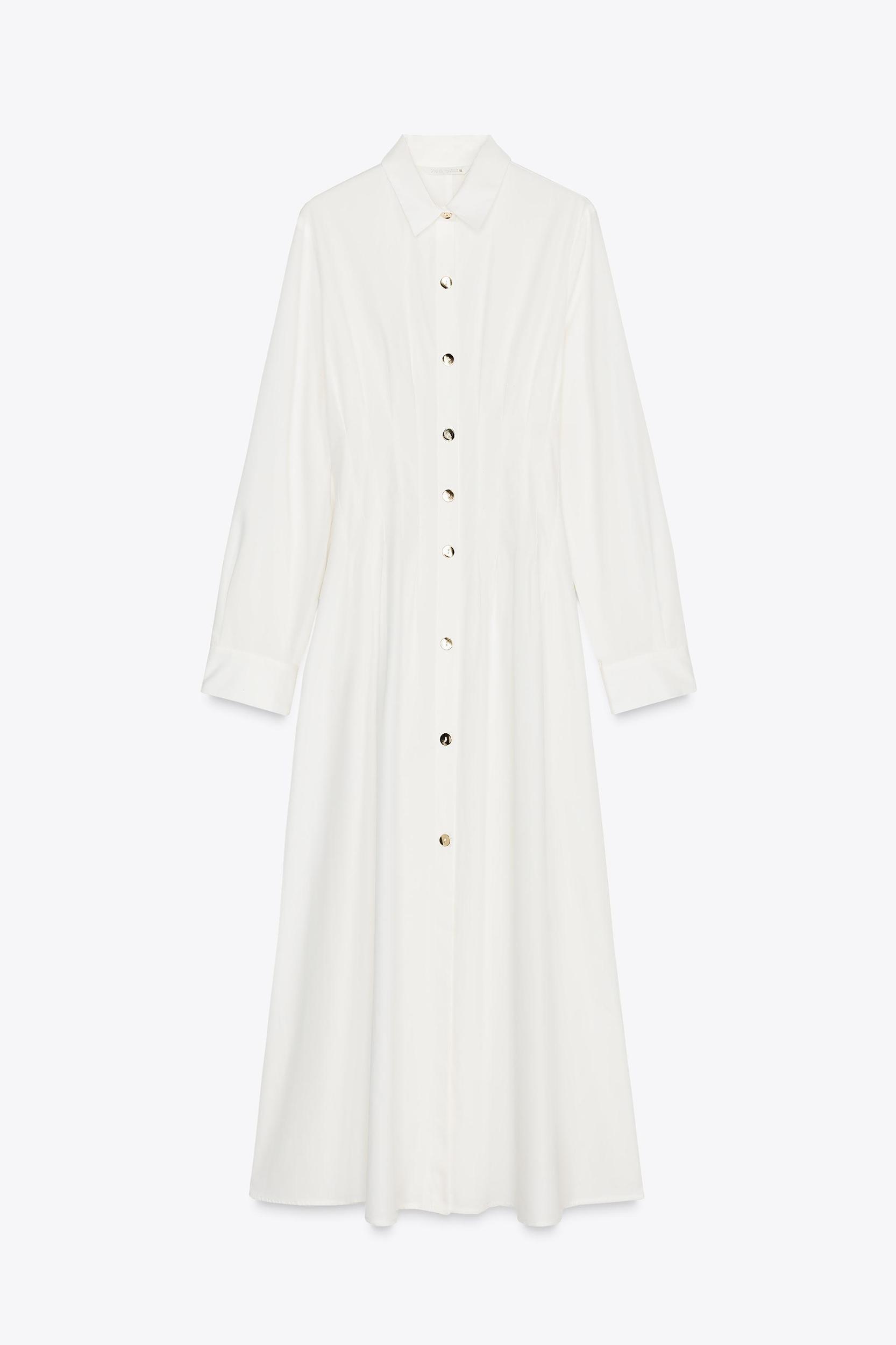 FITTED WAIST POPLIN DRESS Product Image