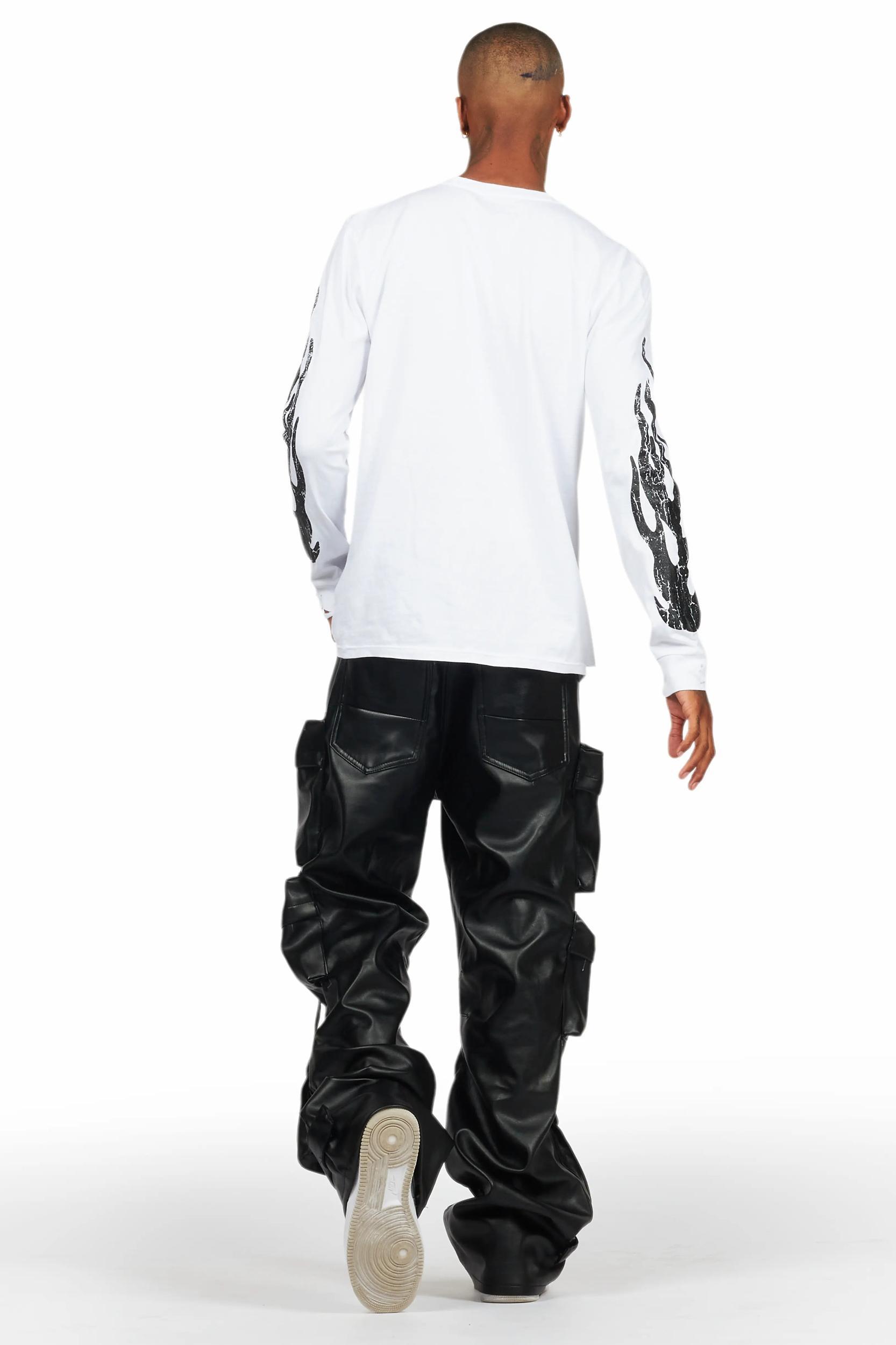Lenz Black PU Stacked Leather Jean Male Product Image