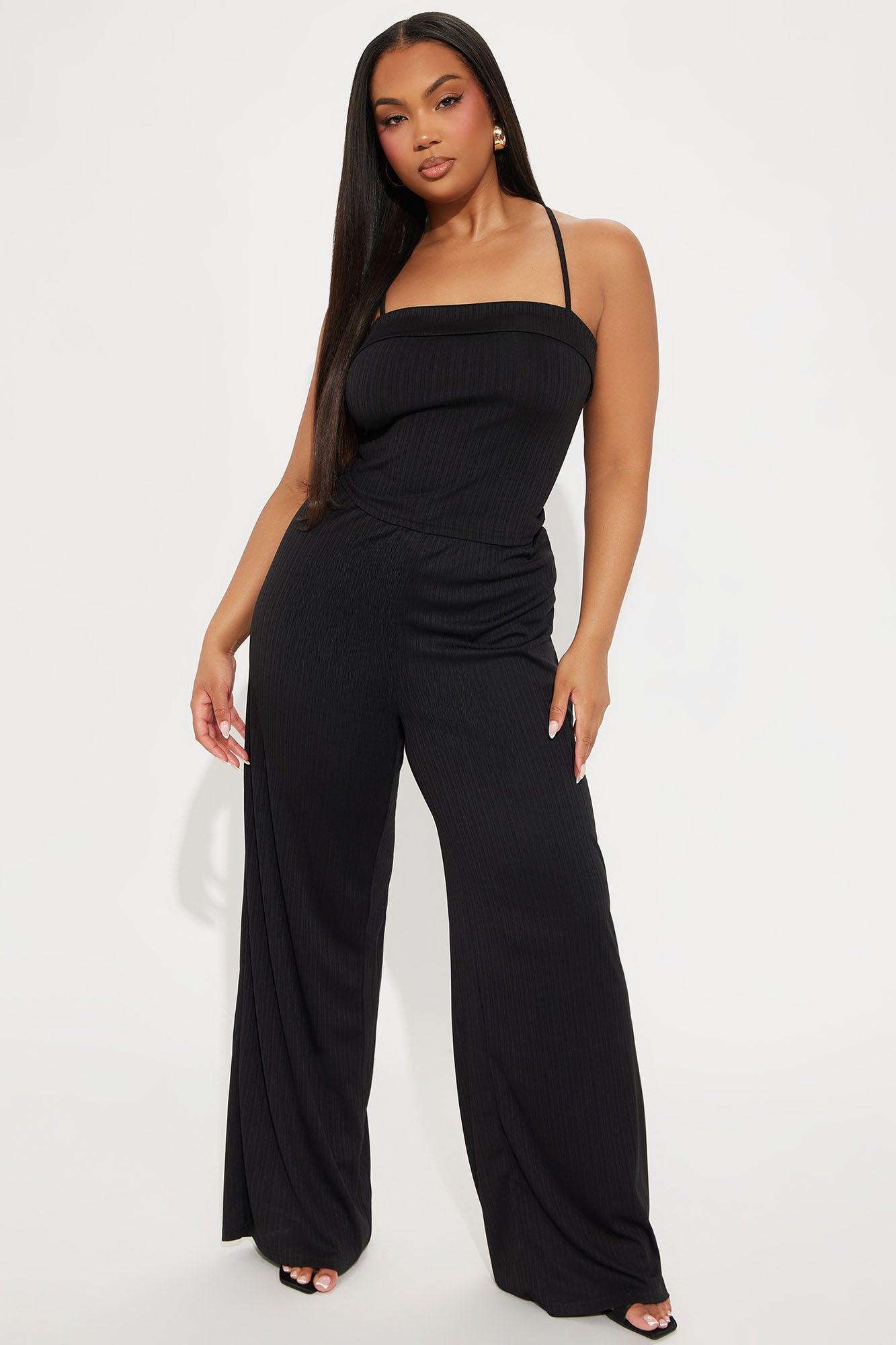 Jazzlyn Wide Leg Pant Set - Black Product Image