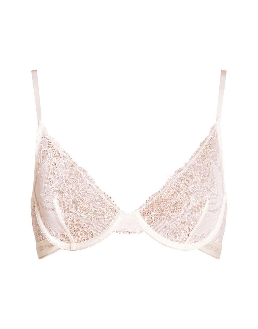 Calvin Klein Modern Lace Unlined Demi underwire bra in white Product Image