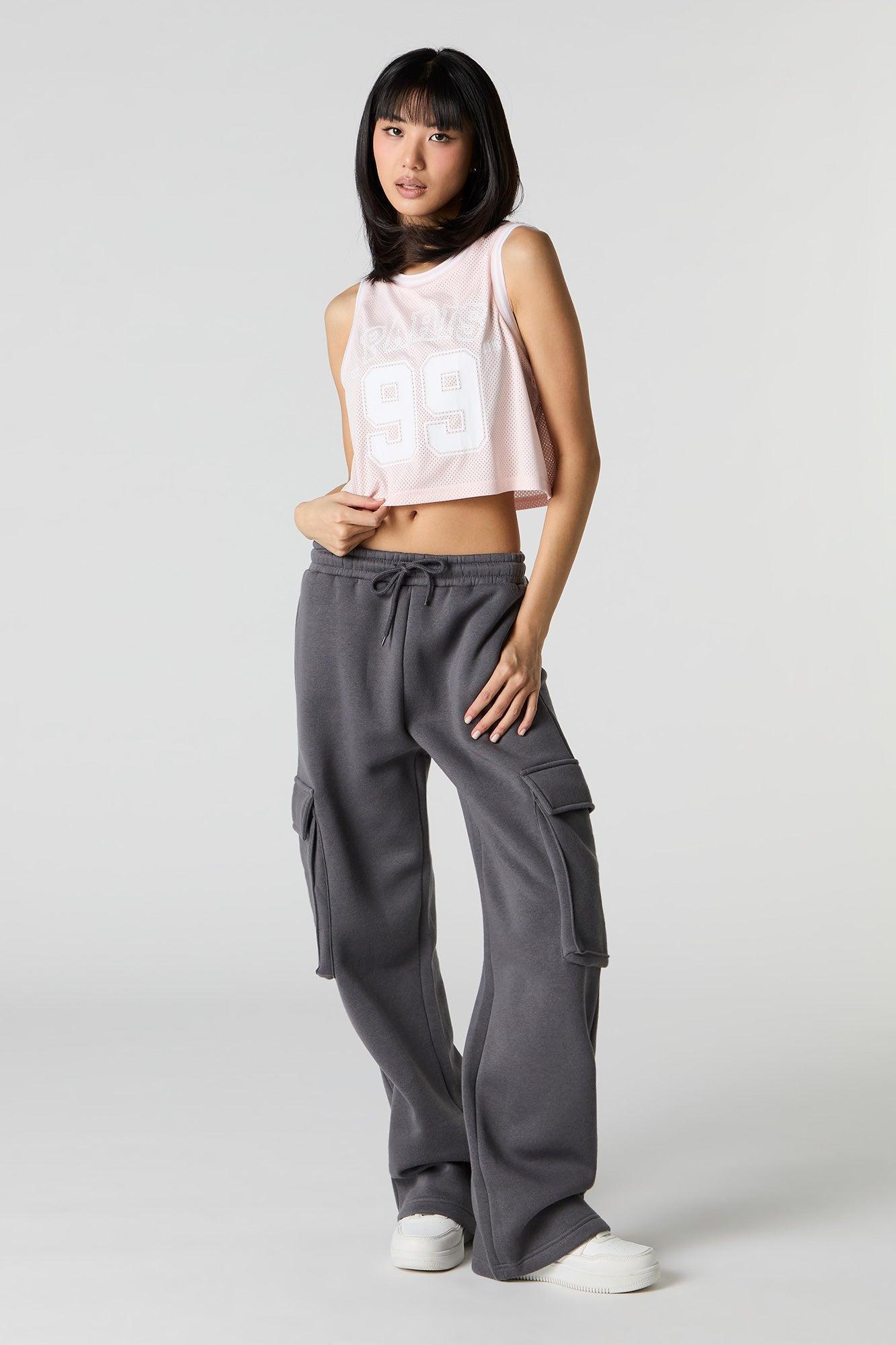 Fleece Wide Leg Cargo Sweatpant Female Product Image