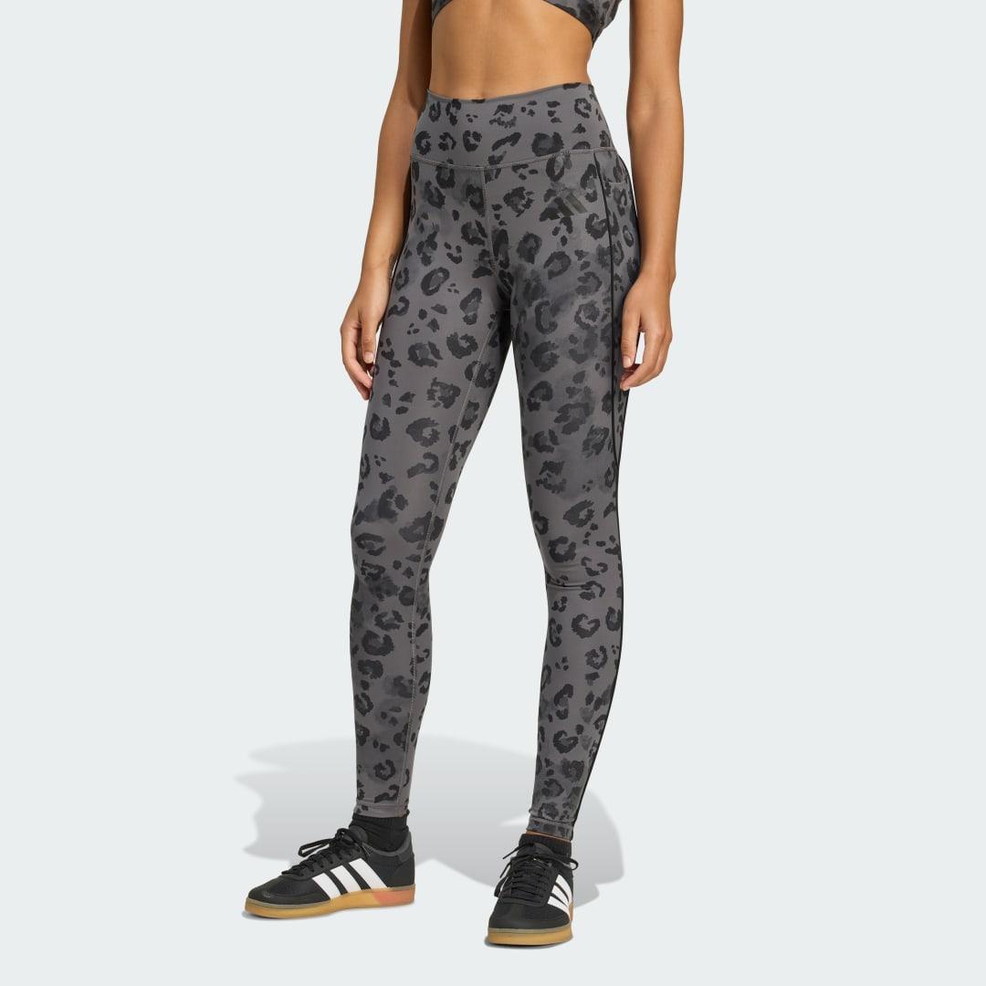 adidas Optime Essentials Full Length Leggings Print Beige L Womens Product Image
