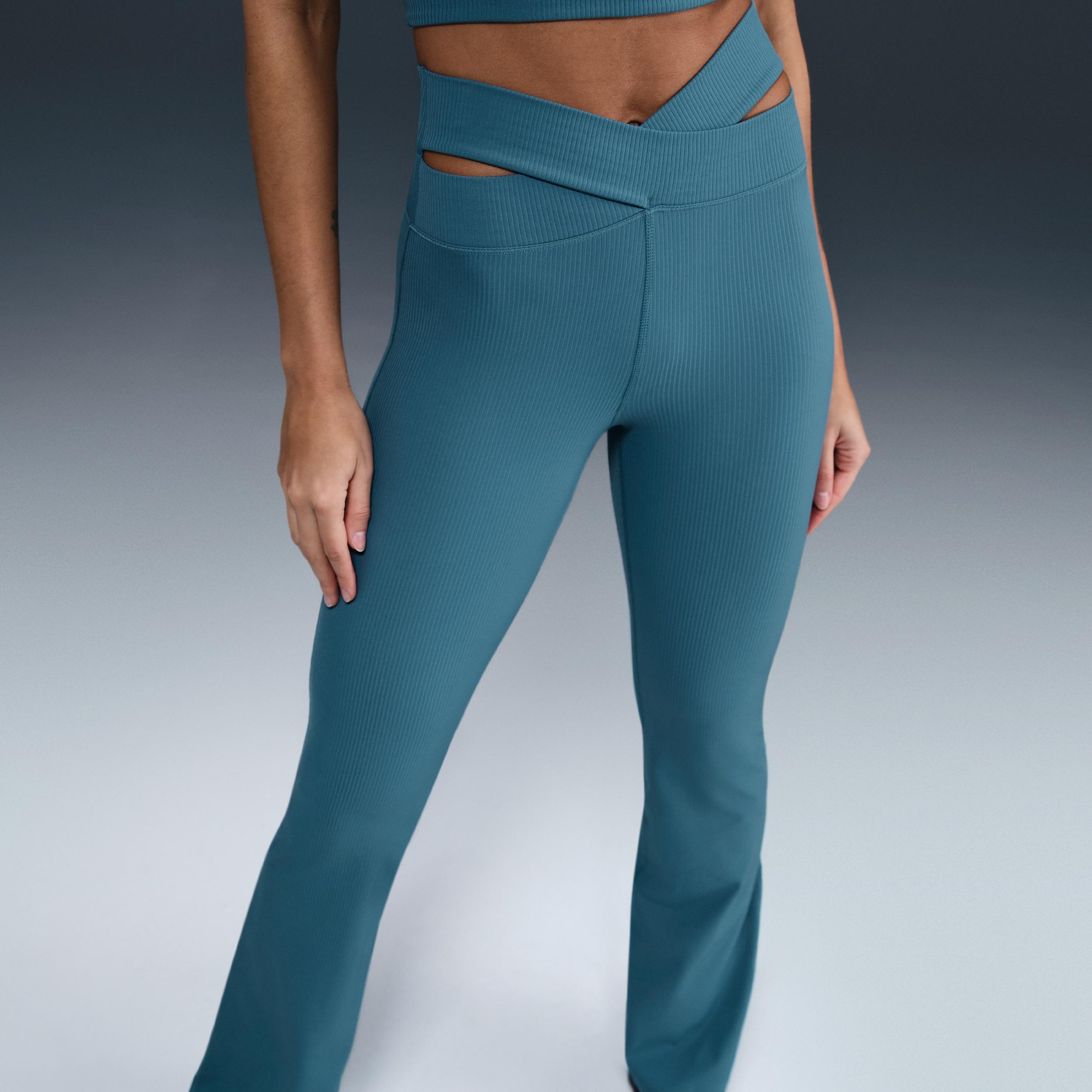 Nike Zenvy Rib Women's Gentle-Support High-Waisted Flared Leggings Product Image