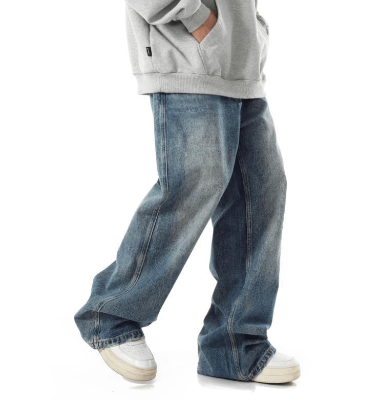 RT No. 9593 WASHED BLUE STRAIGHT DENIM JEANS Product Image