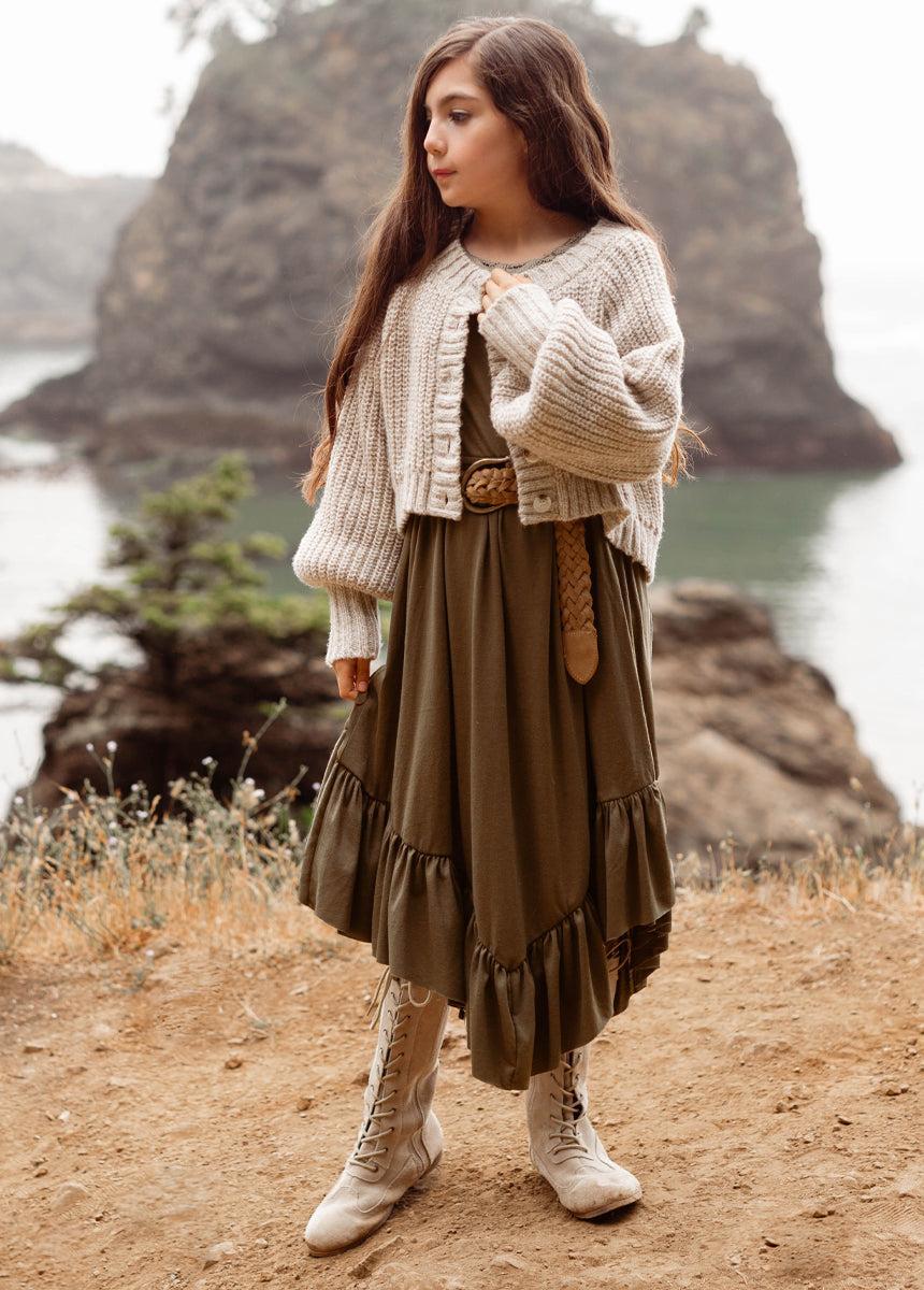 Tatum Dress in Olive Girls Product Image