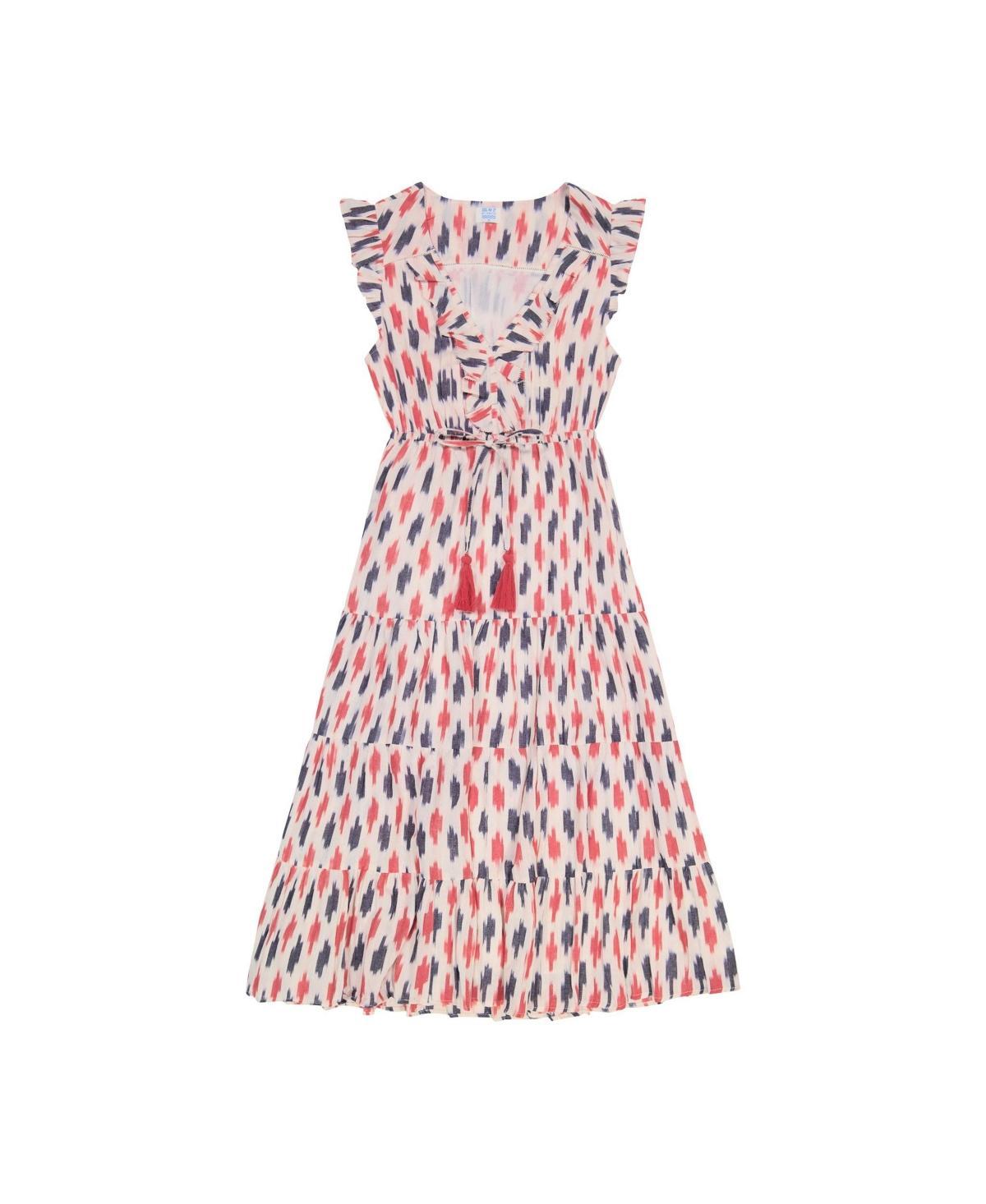 Mer St. Barth Womens Giselle Maxi Dress Cream Red Navy Ikat Product Image