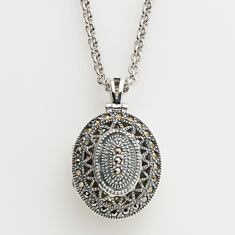 Lavish by TJM Sterling Silver Openwork Oval Locket, Womens Product Image