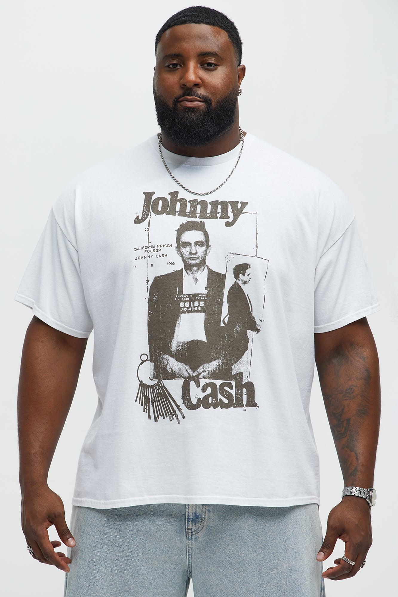 Johnny Cash Mugshot Short Sleeve Tee - White Male Product Image